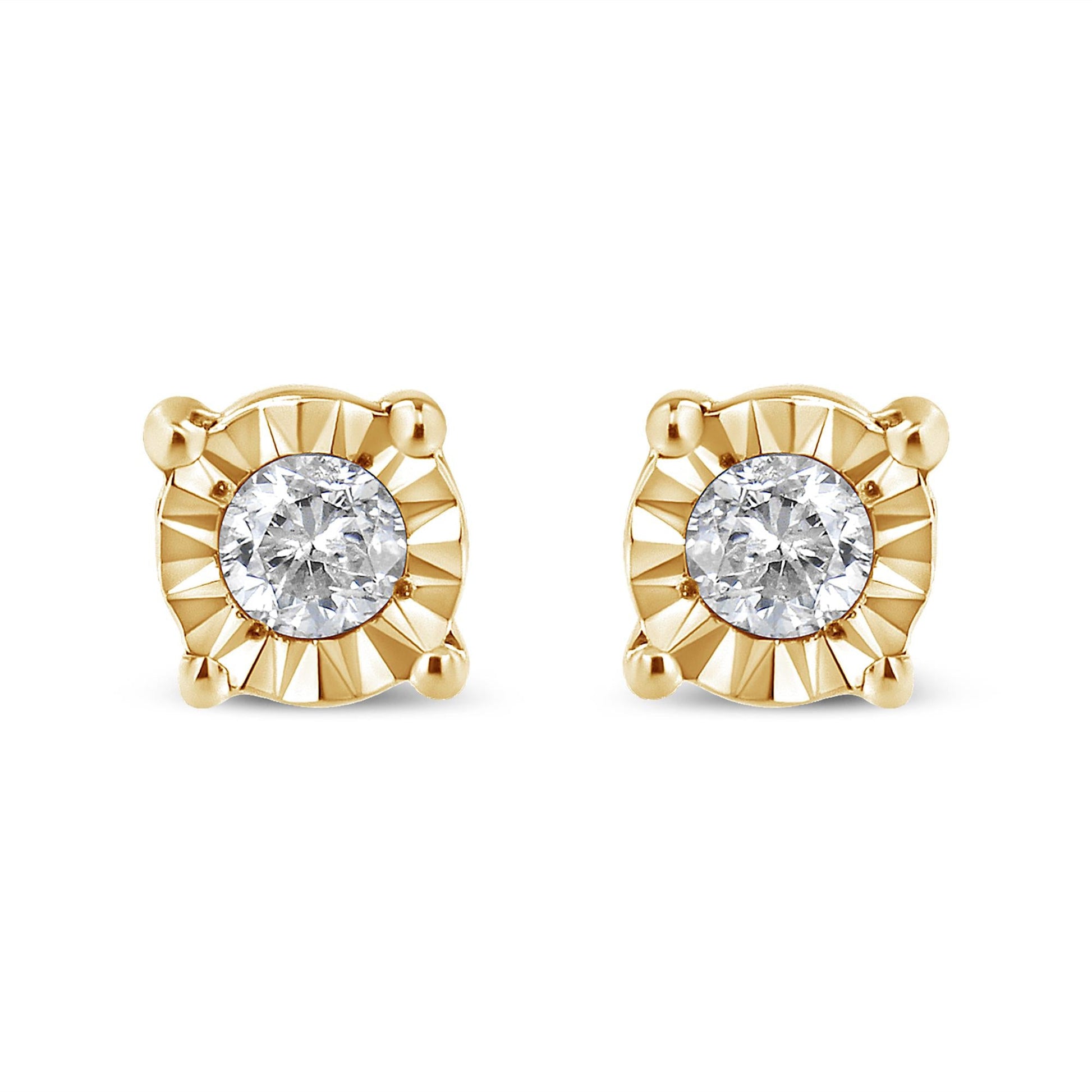 .925 Sterling Silver 1/10 Cttw Round Brilliant-Cut Diamond Miracle-Set Stud Earrings-2