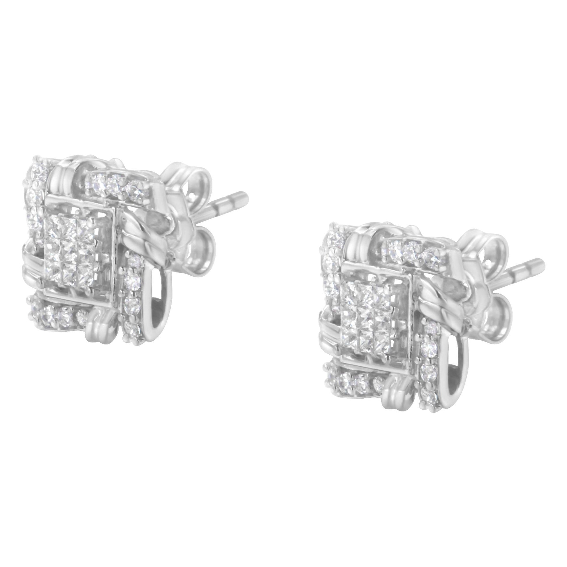 .925 Sterling Silver 1/2 Cttw Round-Cut Diamond Stud Earrings (I-J Color, I1-I2 Clarity)-4