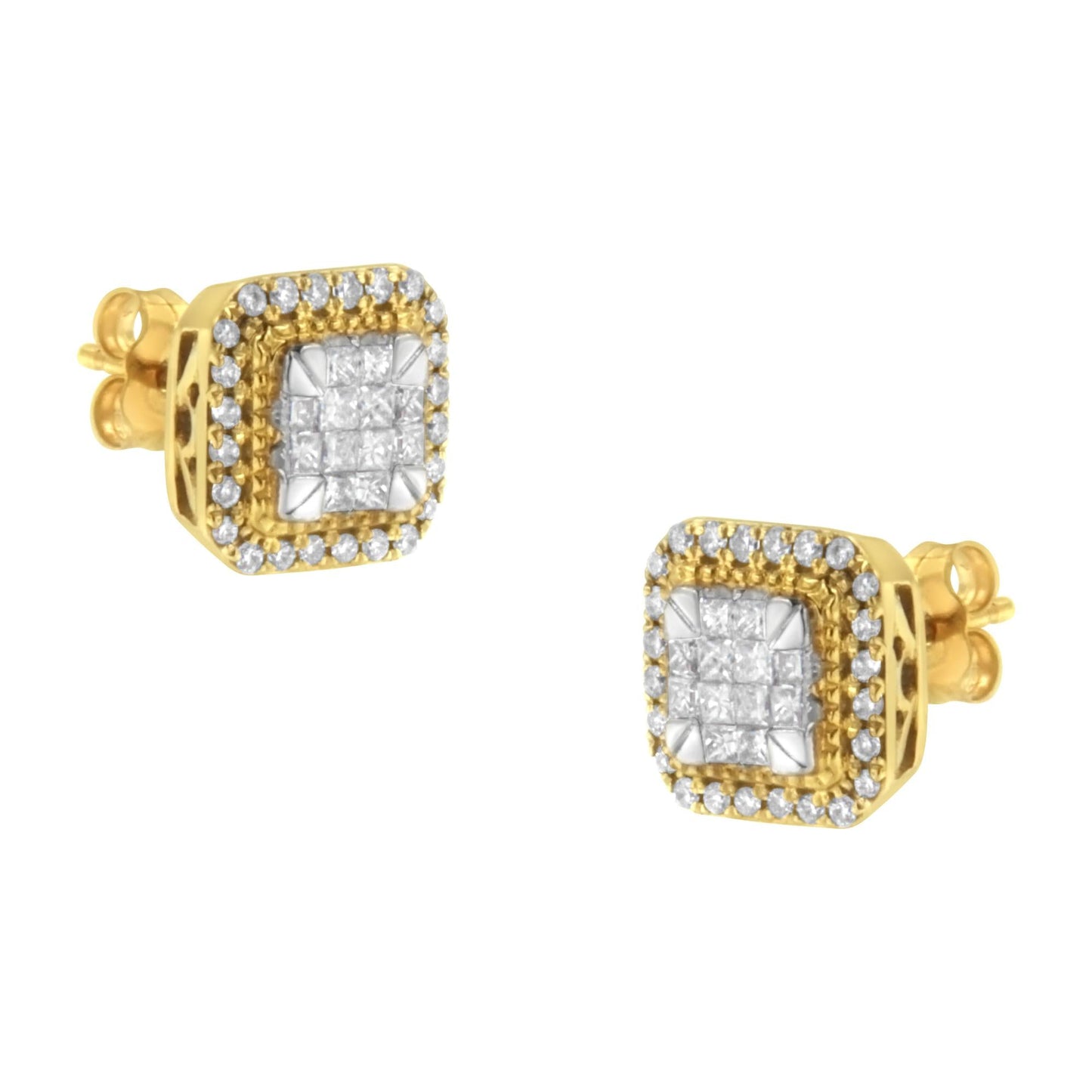 10KT Yellow Gold Diamond Stud Earrings (1/2 cttw, H-I Color, SI2-I1 Clarity)-0