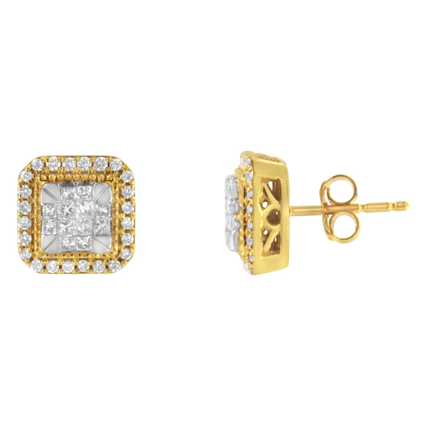 10KT Yellow Gold Diamond Stud Earrings (1/2 cttw, H-I Color, SI2-I1 Clarity)-1