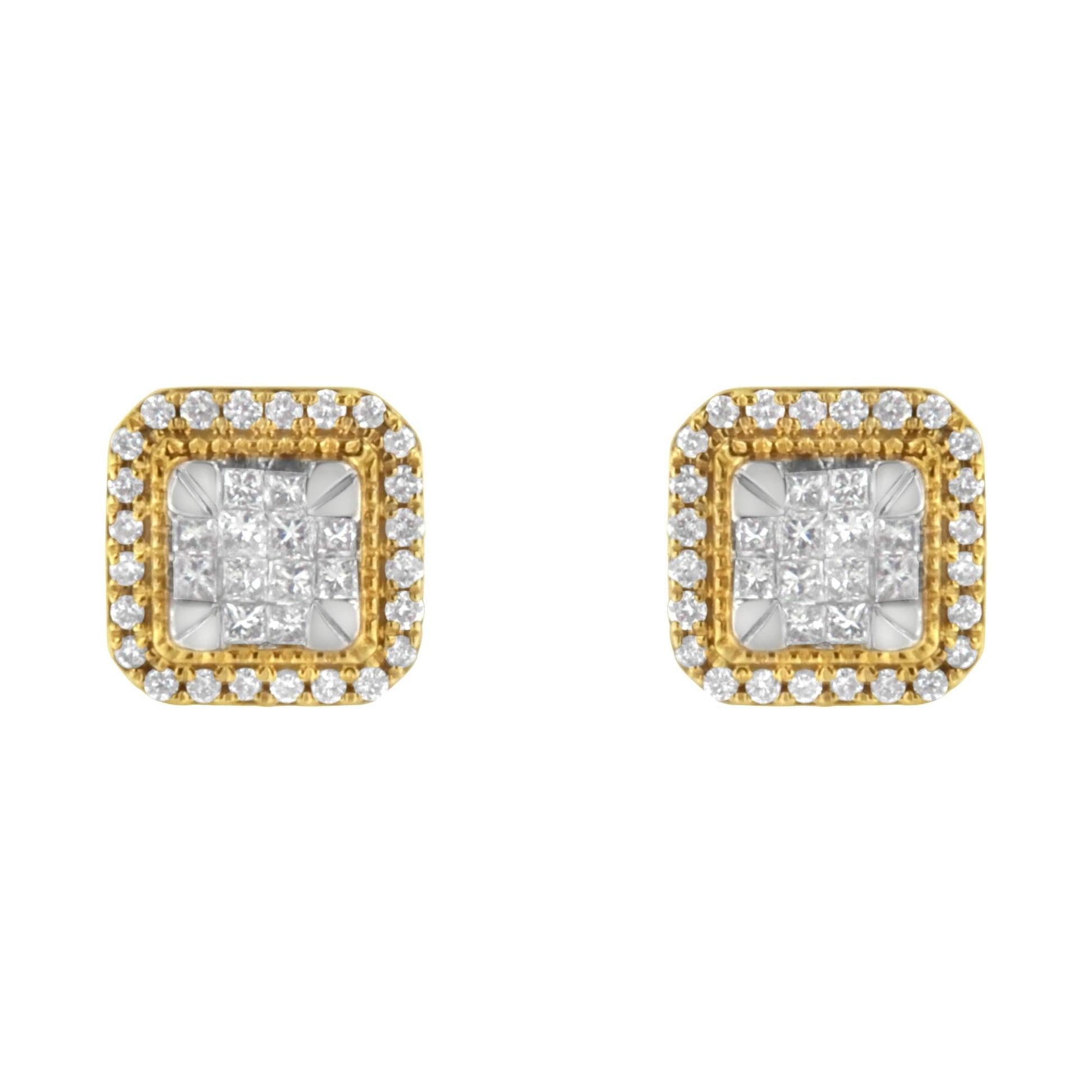10KT Yellow Gold Diamond Stud Earrings (1/2 cttw, H-I Color, SI2-I1 Clarity)-3