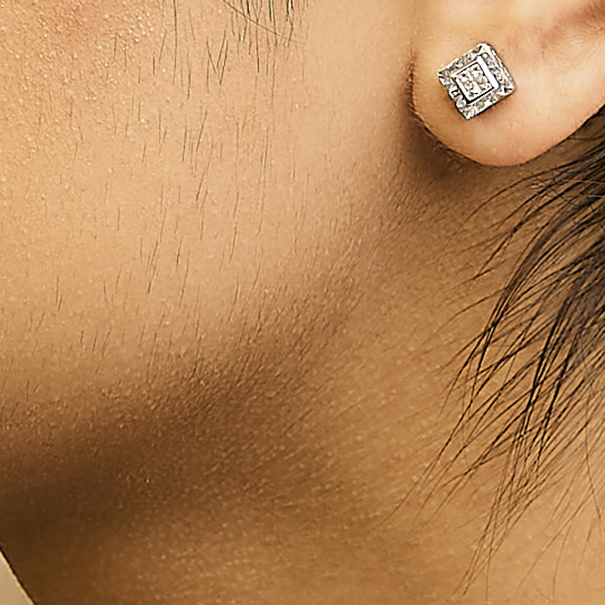 .925 Sterling Silver 1/6 Cttw Invisible Set Princess-Cut Diamond Quad Composite Stud Earrings (H-I Color, I1-I2 Clarity)-2
