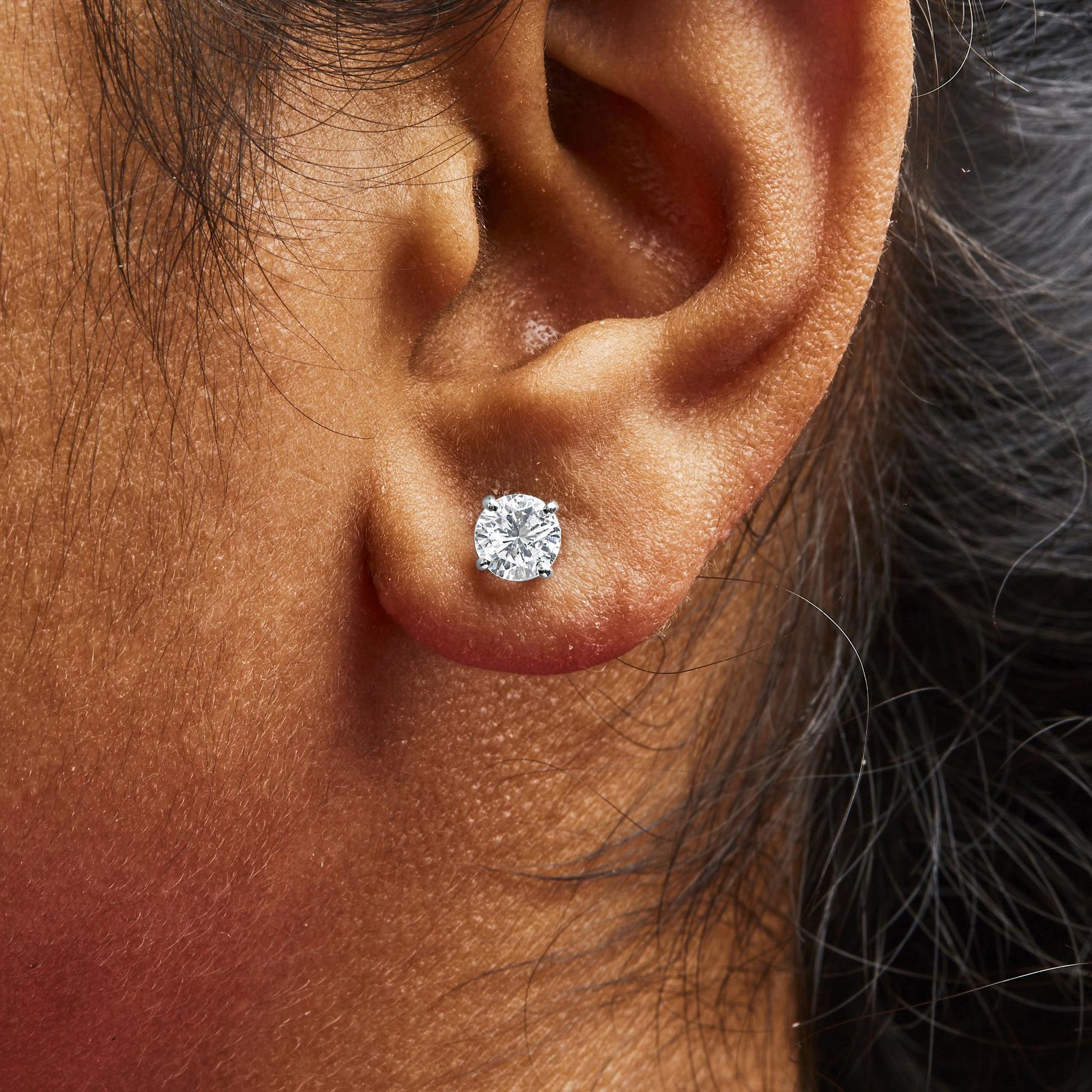 IGI Certified 14K White Gold 1 1/2 Cttw Lab Grown Diamond Solitaire Stud Earrings with Screwbacks (H-I Color, VS1-VS2 Clarity)-2