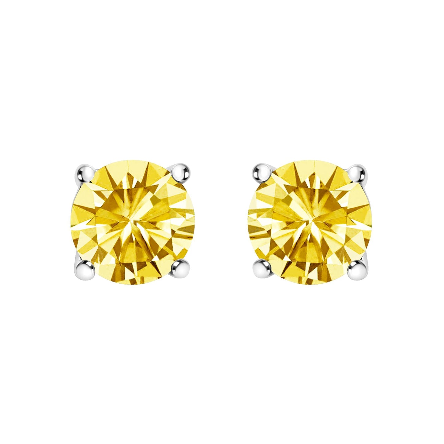 14K Gold Lab Grown Yellow Diamond Solitaire Stud Earrings-3