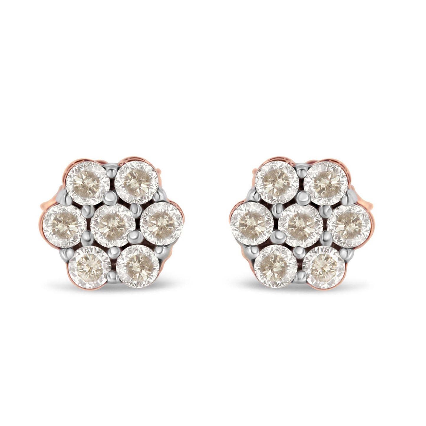 10K Rose Gold Diamond Floral Stud Earrings (0.5 cttw, J-K Color, I1-I2 Clarity)-0