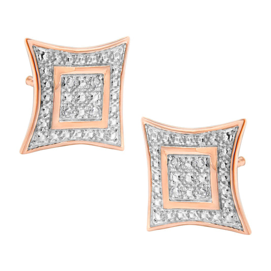 .925 Sterling Silver Diamond Accented 4-Stone Four Pointed Star Shaped Halo-Style Stud Earrings (H-I Color, I2-I3 Clarity)-0