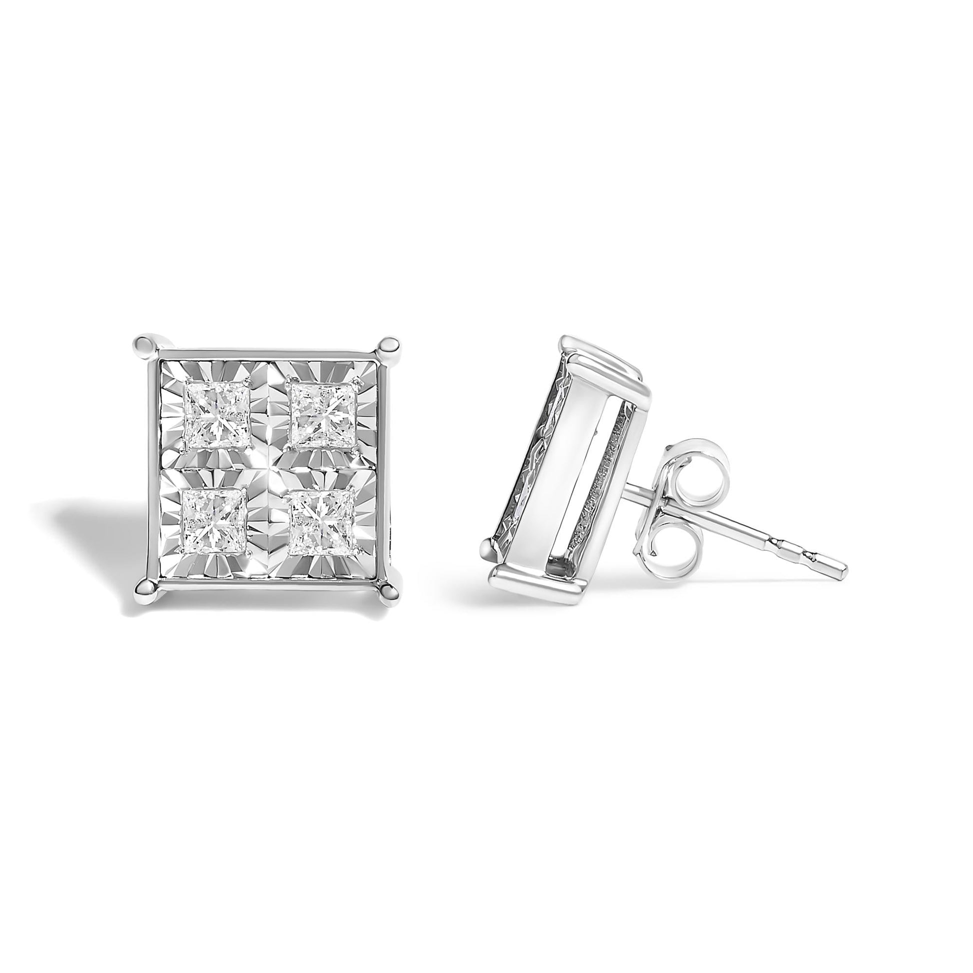 10K White Gold Diamond Stud Earrings (3/4 cttw, H-I Color, SI2-I1 Clarity)-3