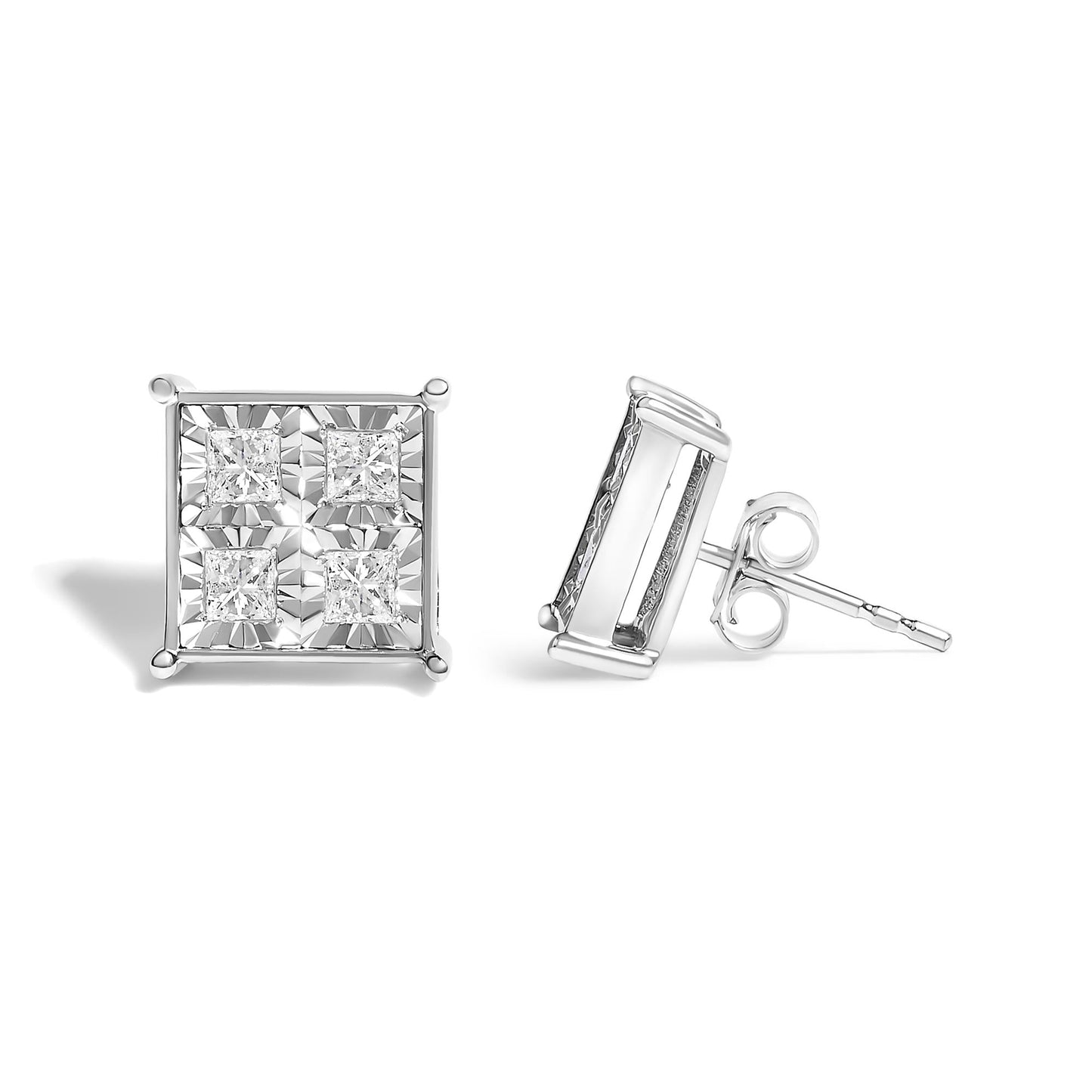 10K White Gold Diamond Stud Earrings (3/4 cttw, H-I Color, SI2-I1 Clarity)-3