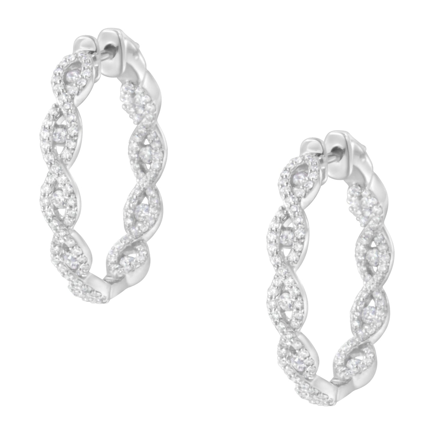 10K White Gold Diamond Hoop Earrings (1 1/2 cttw, H-I Color, I1-I2 Clarity)-3