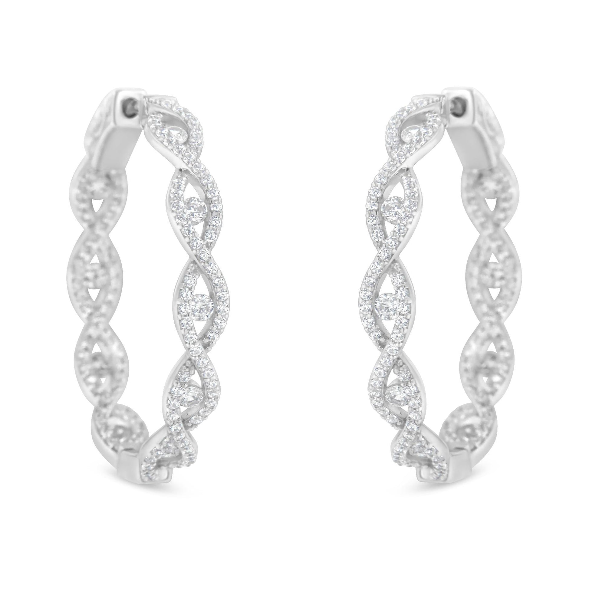 10K White Gold Diamond Hoop Earrings (1 1/2 cttw, H-I Color, I1-I2 Clarity)-4