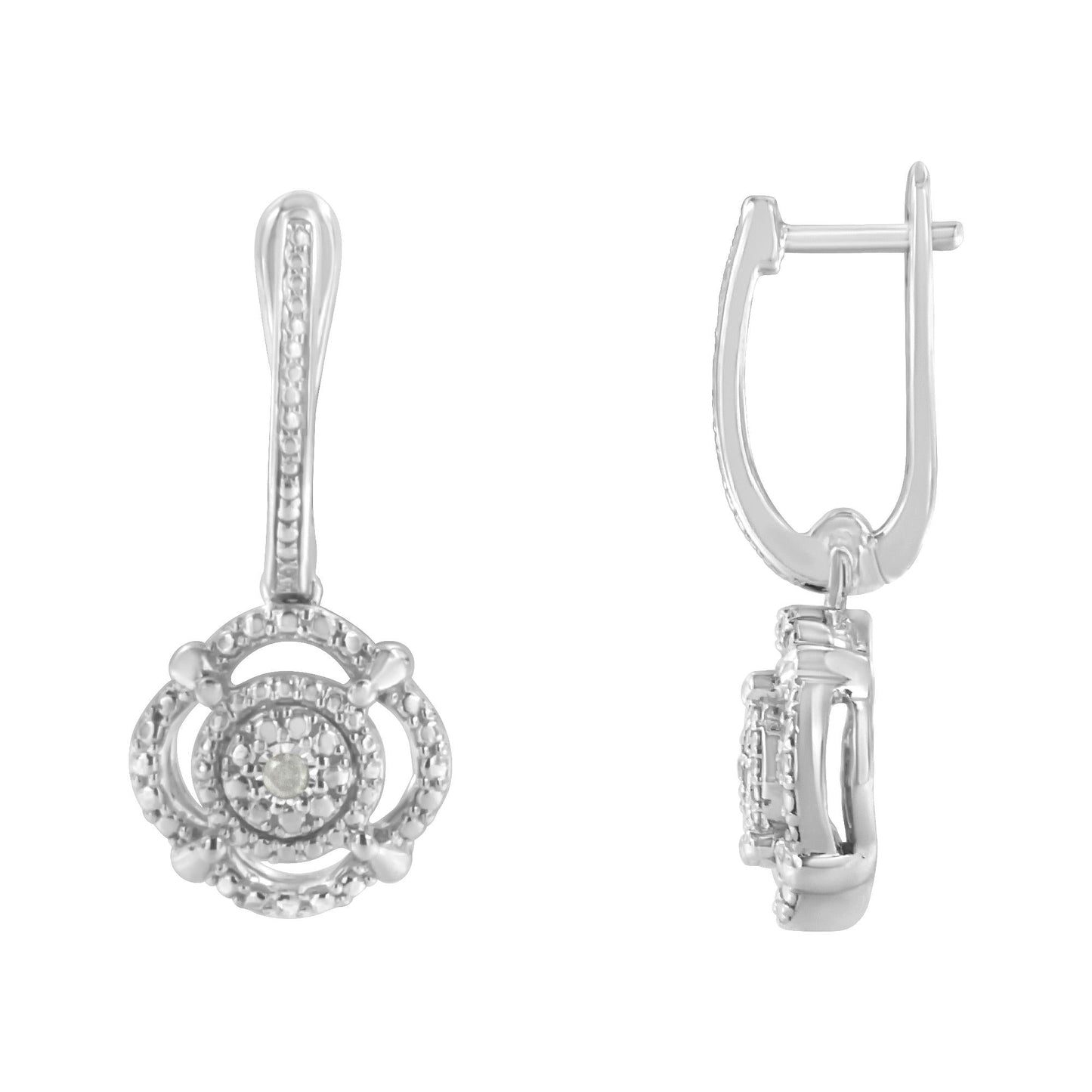 .925 Sterling Silver Miracle-Set Diamond Accent Drop and Dangle Earrings (I-J Color, I3 Clarity)-1
