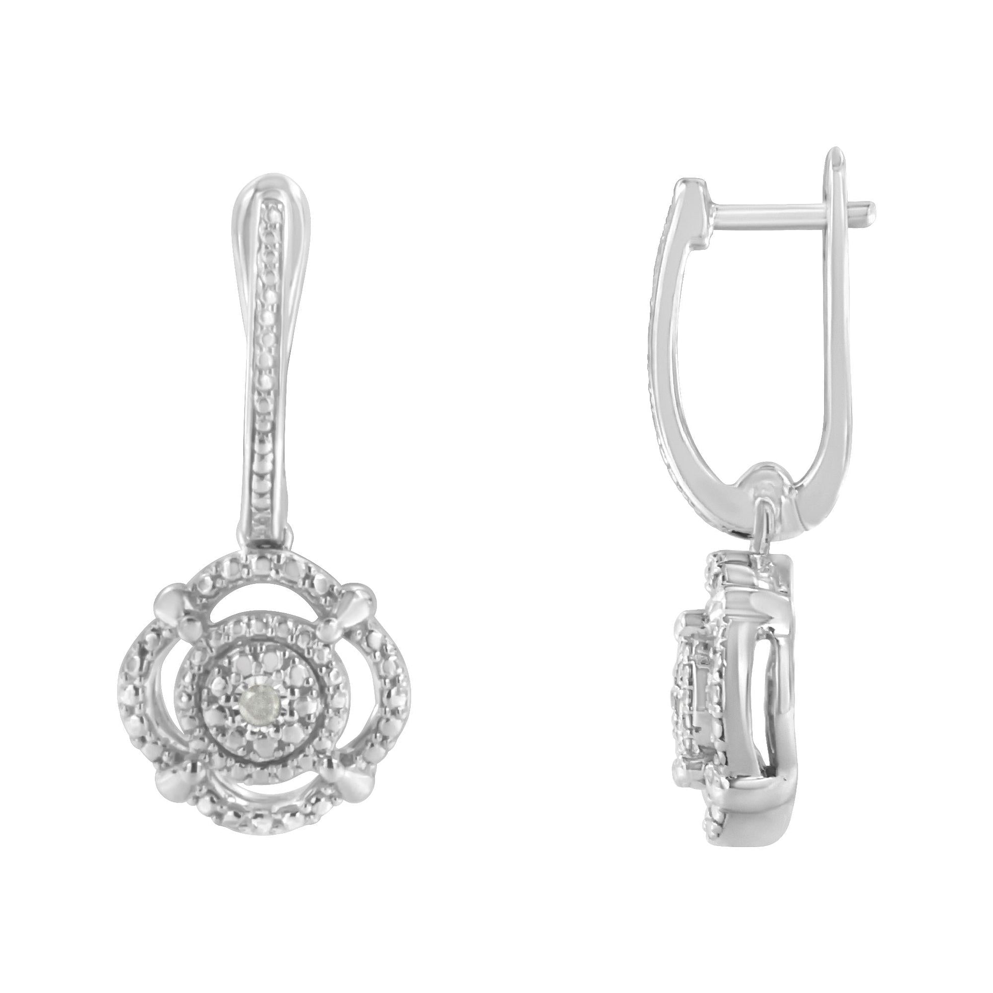 .925 Sterling Silver Miracle-Set Diamond Accent Drop and Dangle Earrings (I-J Color, I3 Clarity)-1