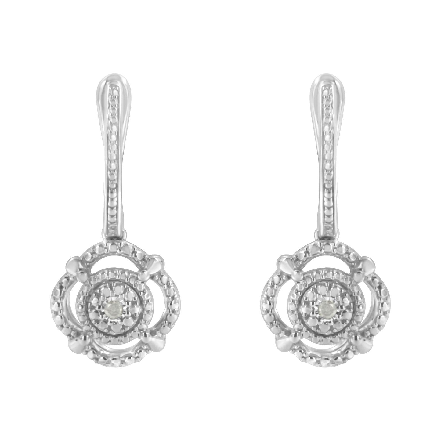 .925 Sterling Silver Miracle-Set Diamond Accent Drop and Dangle Earrings (I-J Color, I3 Clarity)-3