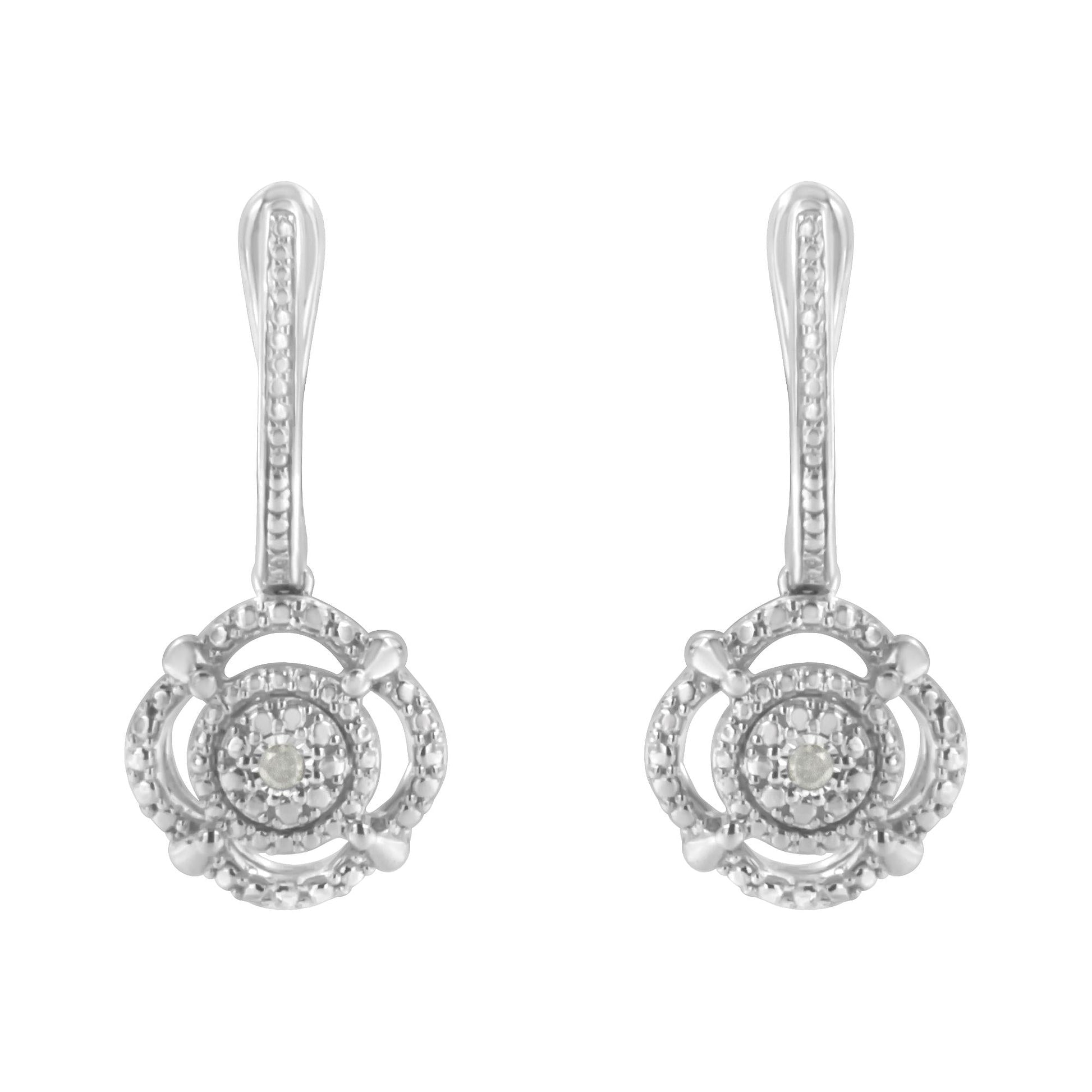 .925 Sterling Silver Miracle-Set Diamond Accent Drop and Dangle Earrings (I-J Color, I3 Clarity)-3