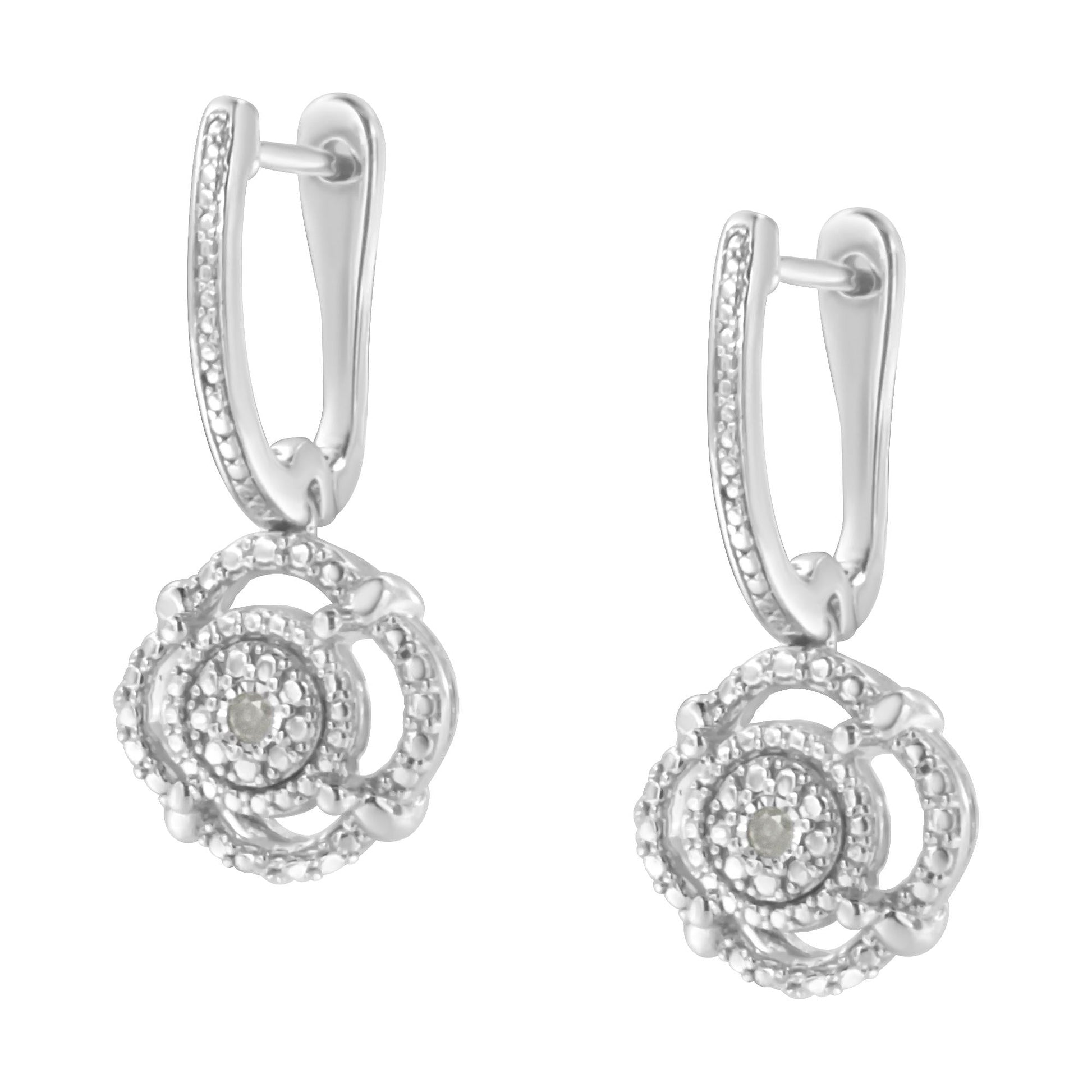 .925 Sterling Silver Miracle-Set Diamond Accent Drop and Dangle Earrings (I-J Color, I3 Clarity)-4