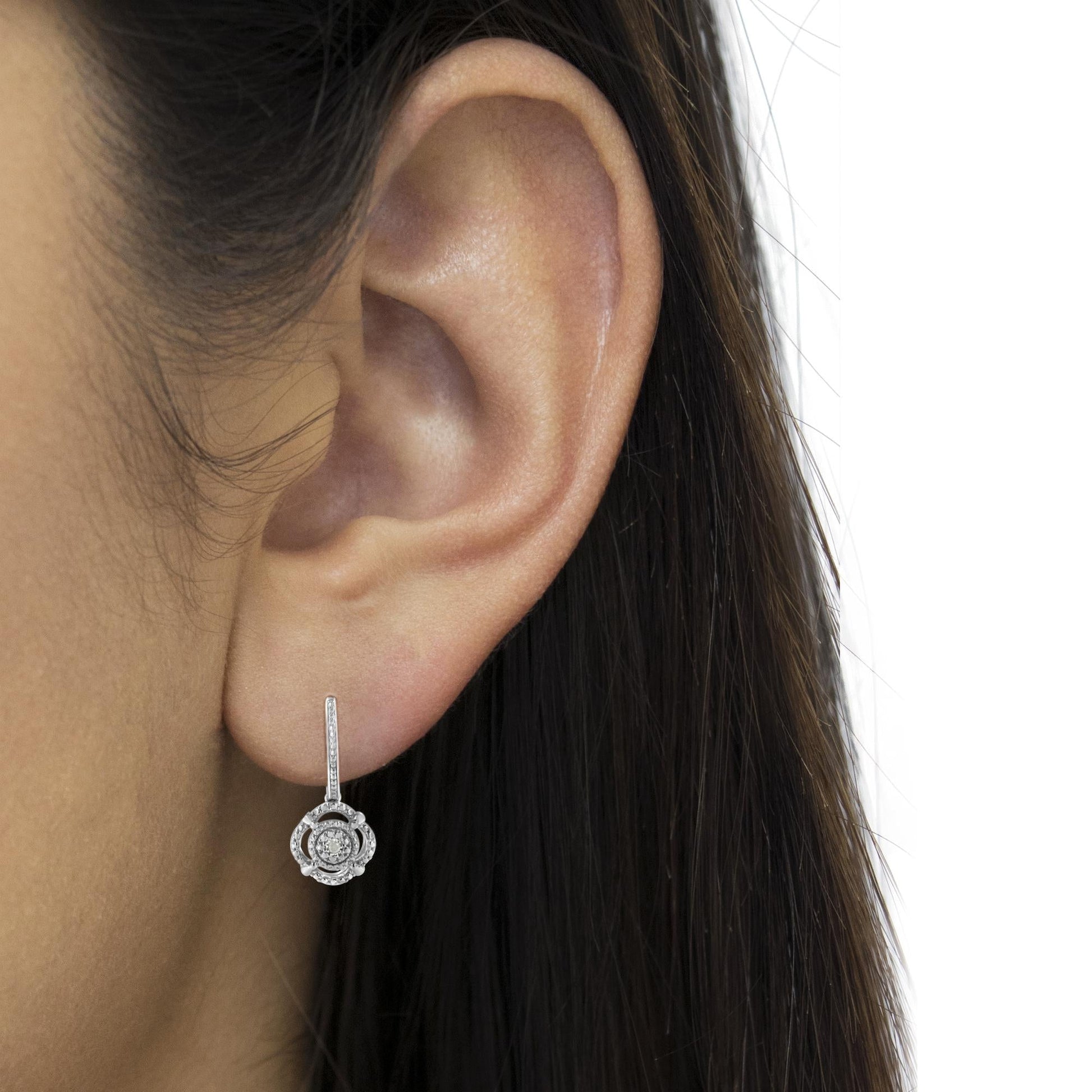 .925 Sterling Silver Miracle-Set Diamond Accent Drop and Dangle Earrings (I-J Color, I3 Clarity)-2