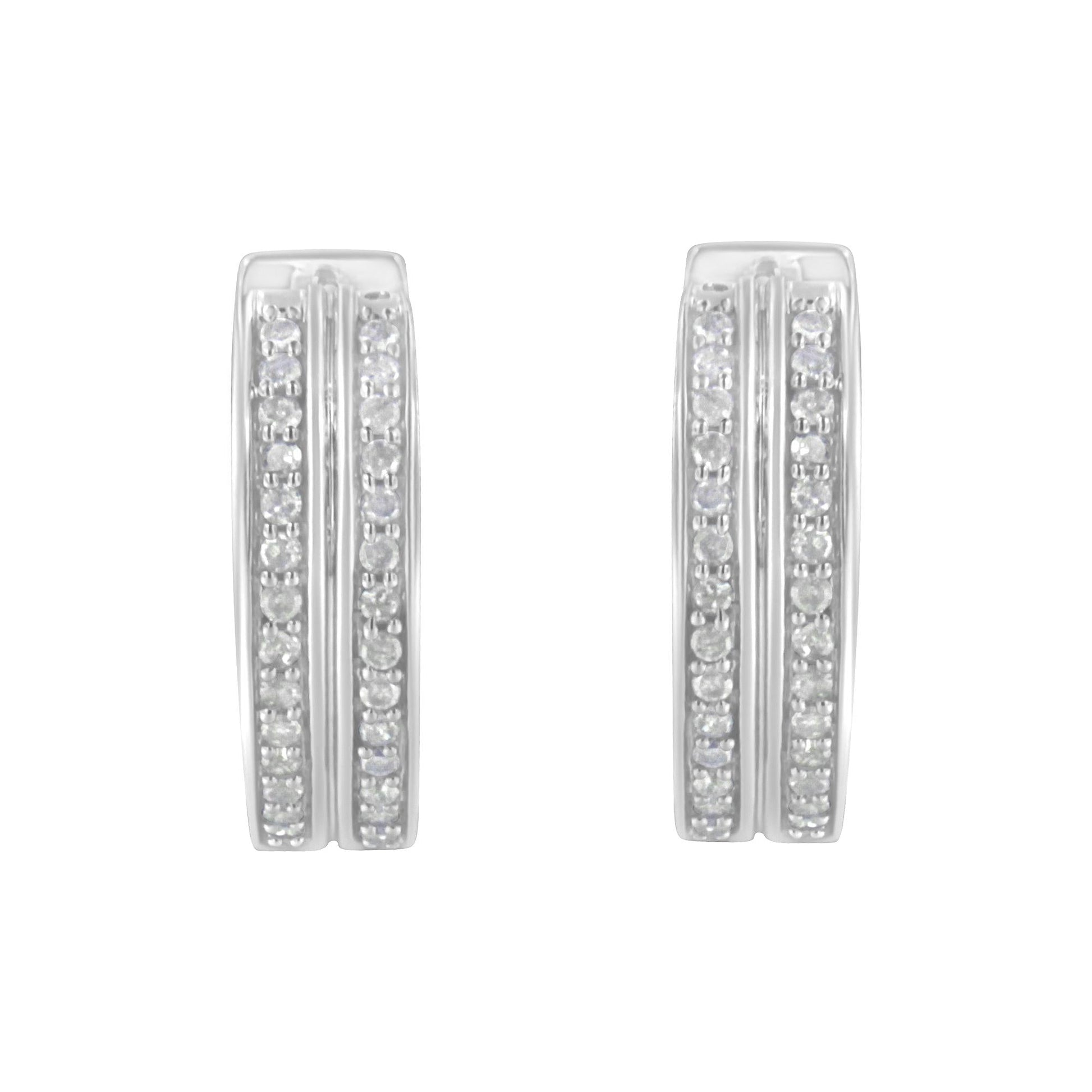 10K White Gold Diamond Hoop Earring (1/2 cttw, I-J Color, I2-I3 Clarity)-3