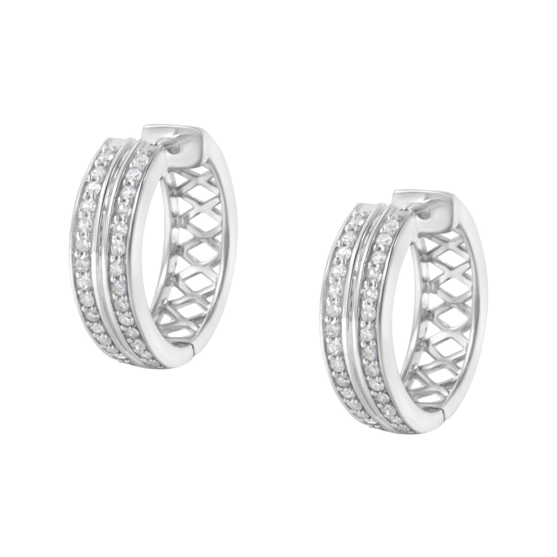10K White Gold Diamond Hoop Earring (1/2 cttw, I-J Color, I2-I3 Clarity)-4