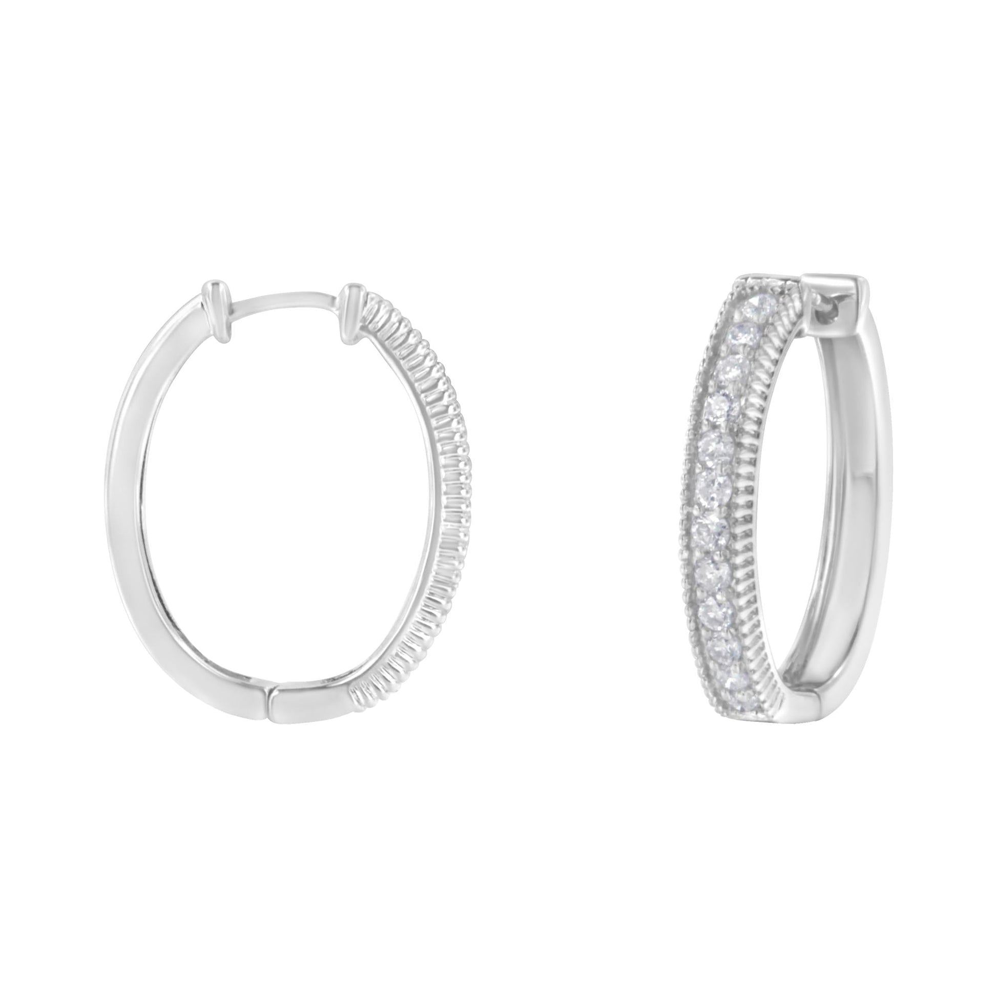 10KT White Gold Diamond Hoop Earring (1.00 cttw, H-I Color, I1-I2 Clarity)-1