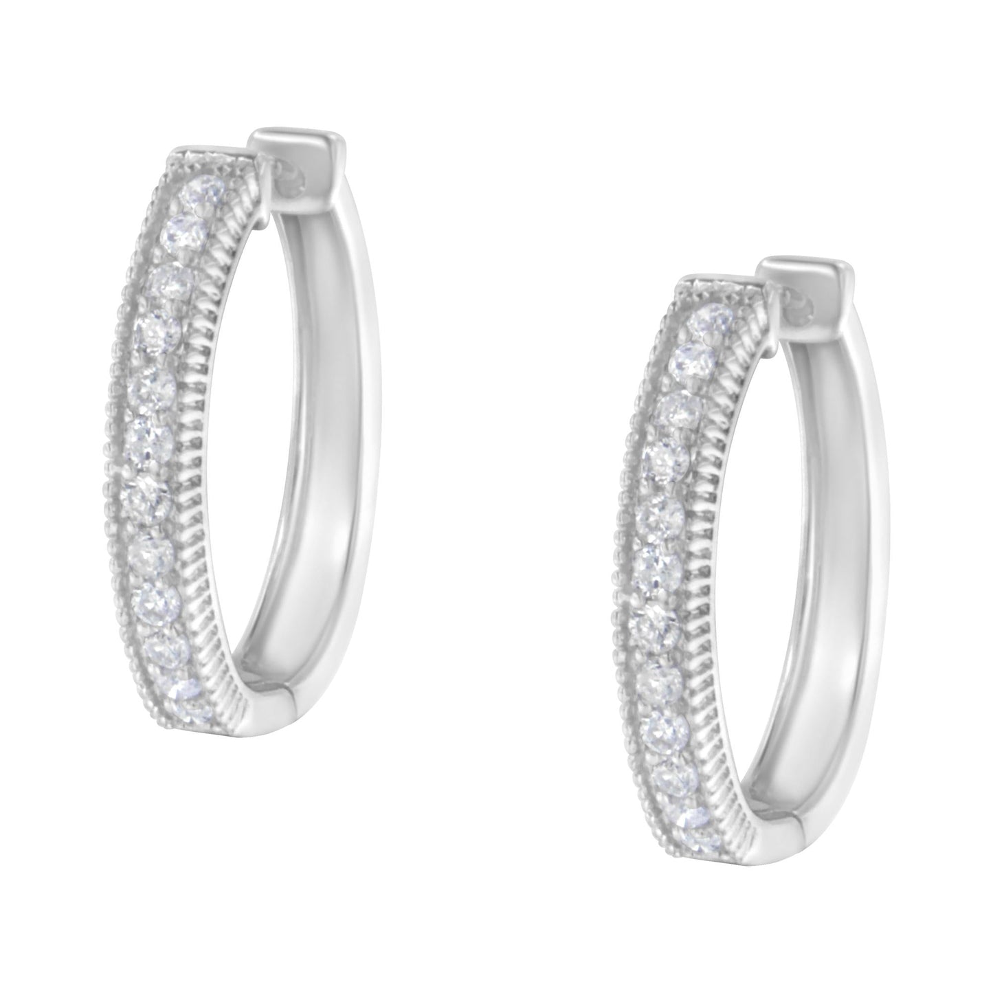 10KT White Gold Diamond Hoop Earring (1.00 cttw, H-I Color, I1-I2 Clarity)-3