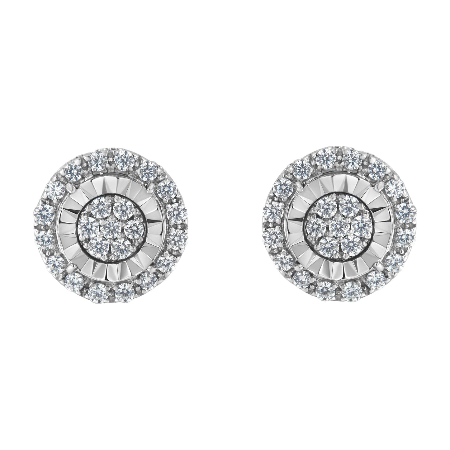 Sterling Silver Diamond Cluster Earrings (1 cttw, I-J Color, I2-I3 Clarity)-0