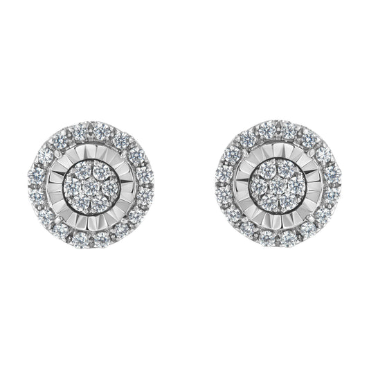 Sterling Silver Diamond Cluster Earrings (1 cttw, I-J Color, I2-I3 Clarity)-0