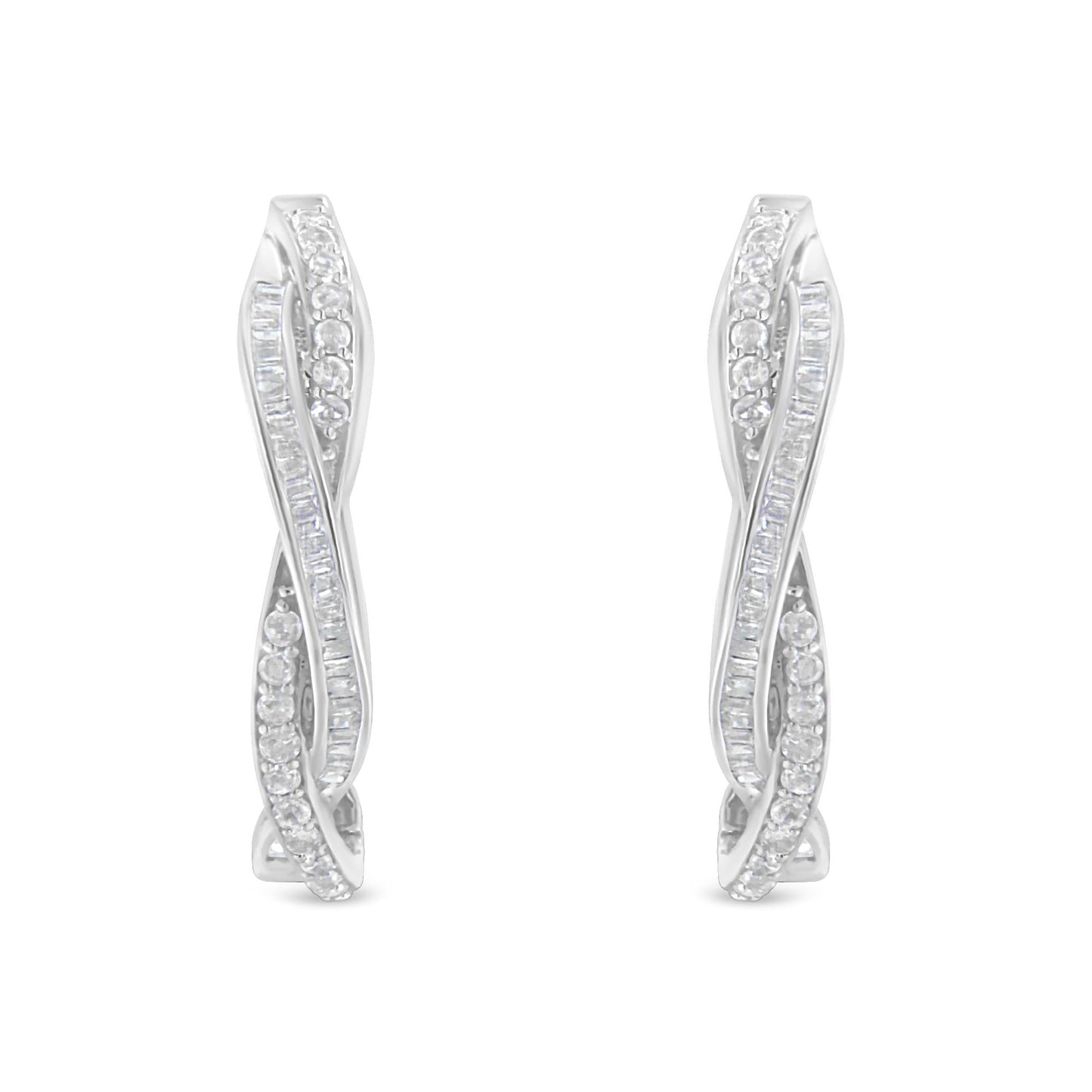 Sterling-Silver Diamond Hoop Earring (0.75 cttw, I-J Color, I2-I3 Clarity)-3