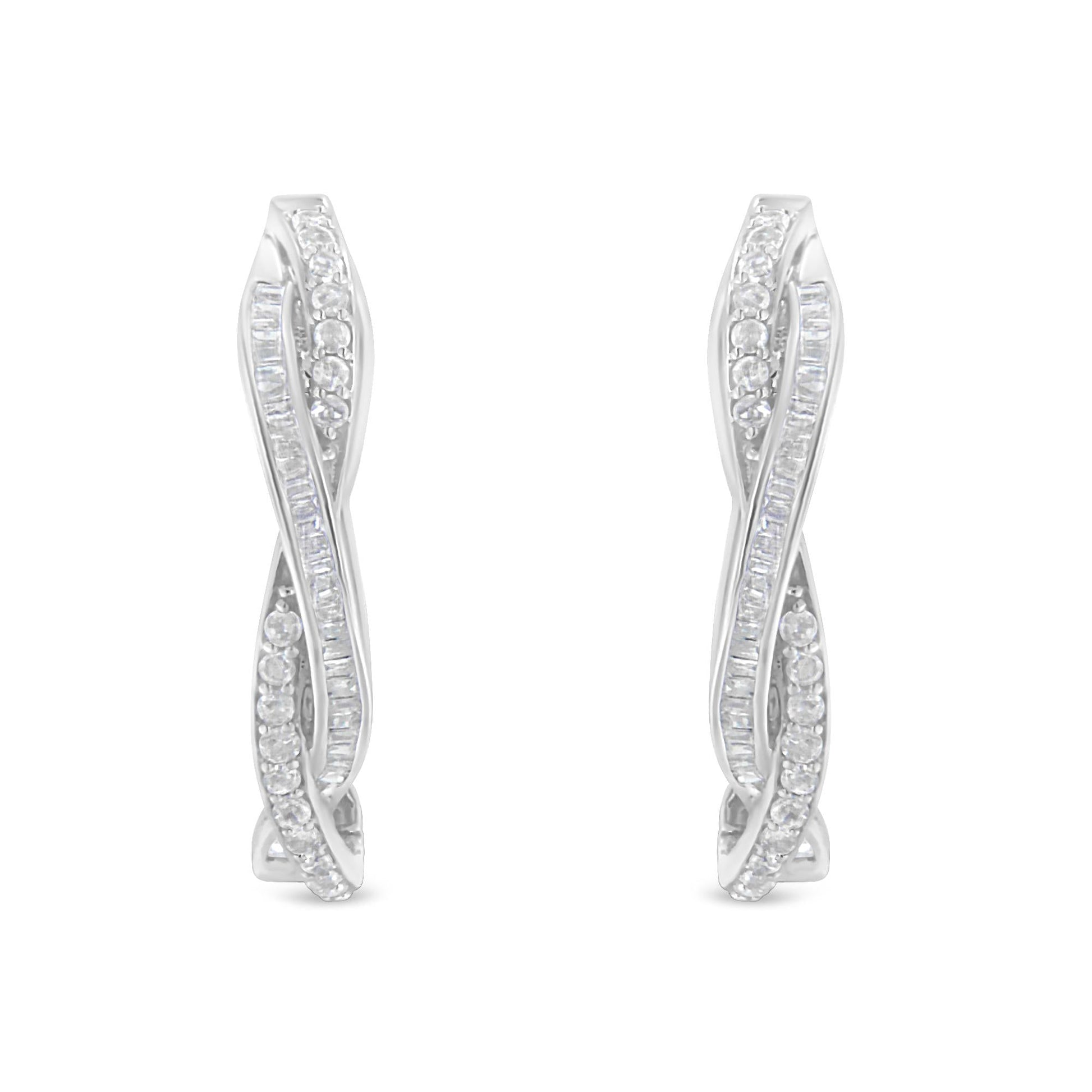 Sterling-Silver Diamond Hoop Earring (0.75 cttw, I-J Color, I2-I3 Clarity)-3