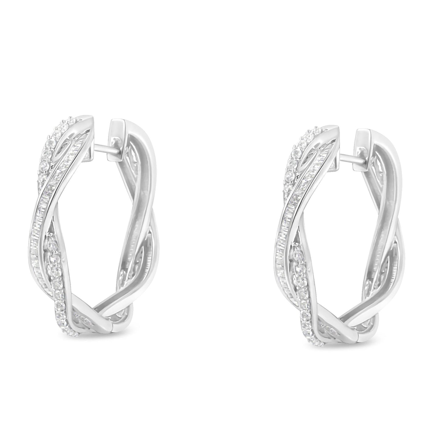 Sterling-Silver Diamond Hoop Earring (0.75 cttw, I-J Color, I2-I3 Clarity)-4