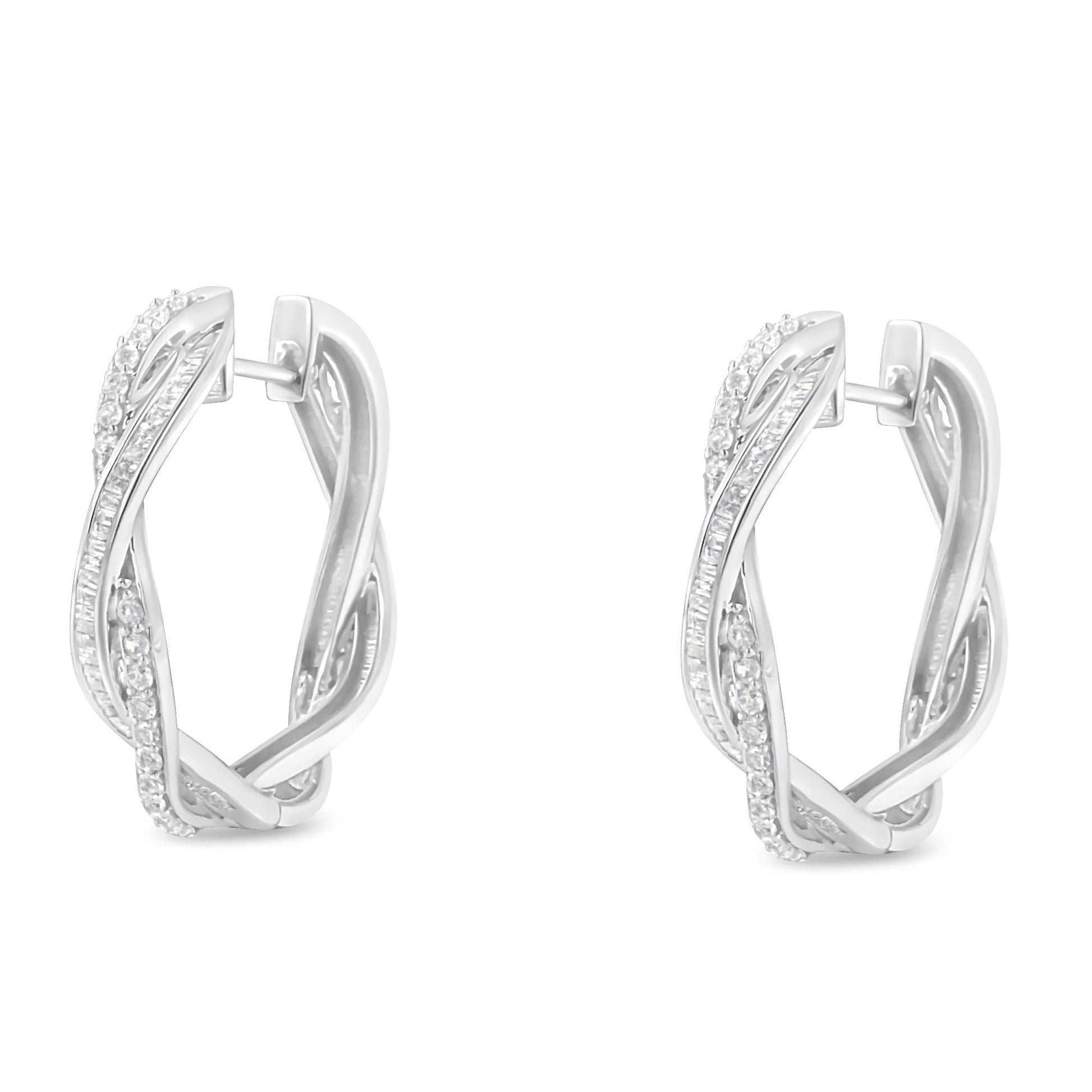 Sterling-Silver Diamond Hoop Earring (0.75 cttw, I-J Color, I2-I3 Clarity)-4