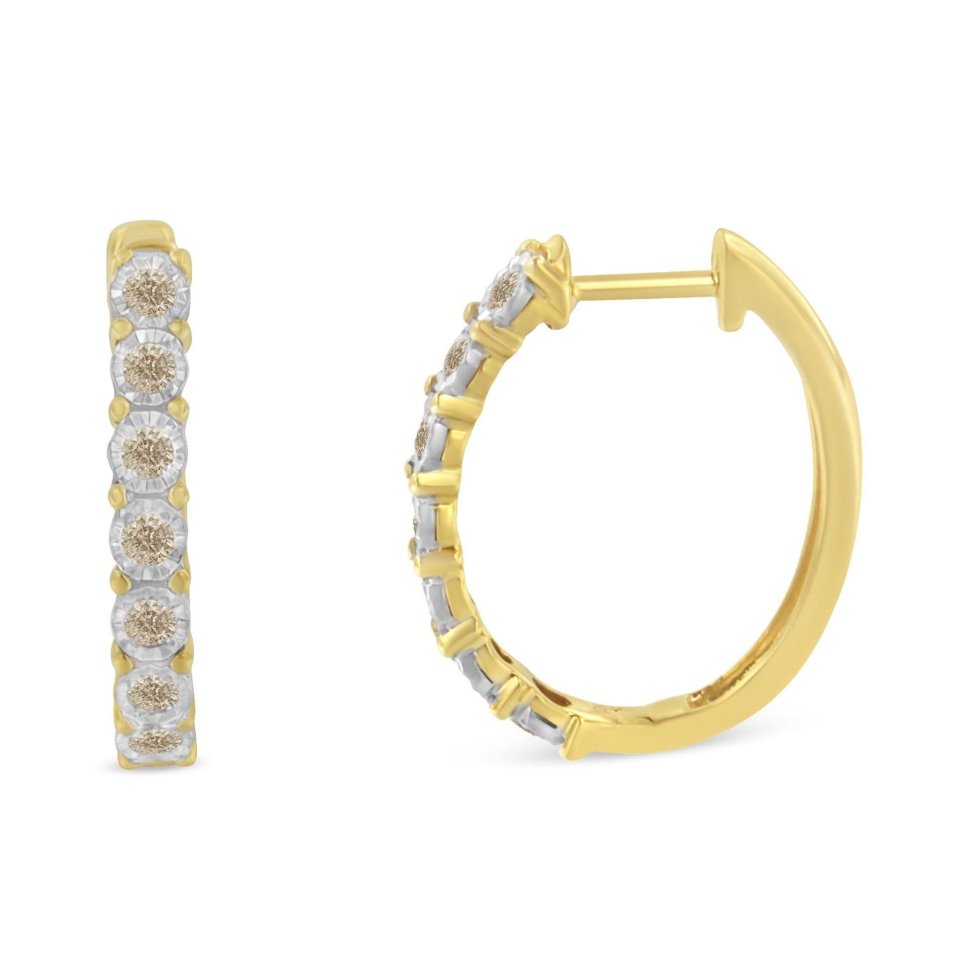 10KT Two-Toned Gold Diamond Hoop Earring (1/2 cttw, J-K Color, I2-I3 Clarity)-3