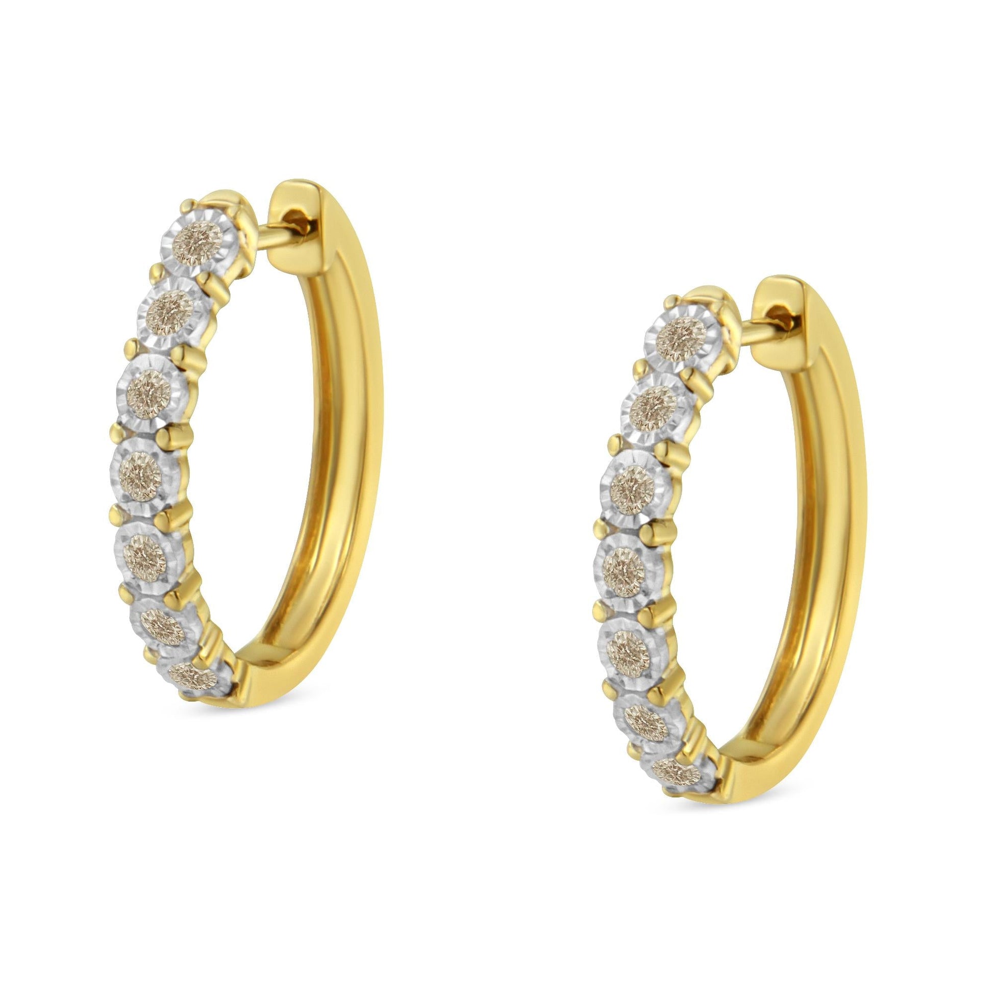 10KT Two-Toned Gold Diamond Hoop Earring (1/2 cttw, J-K Color, I2-I3 Clarity)-4