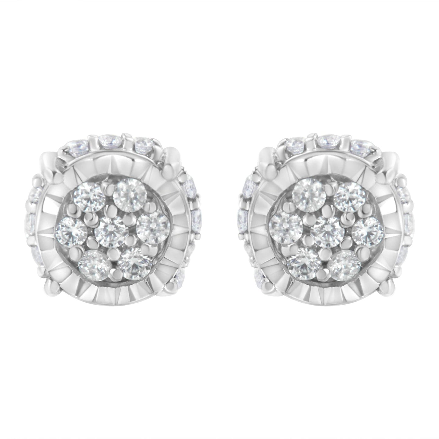 .925 Sterling Silver 1/3 cttw Round-cut Diamond Floral Stud Earring (I-J Clarity, I3 Color)-0