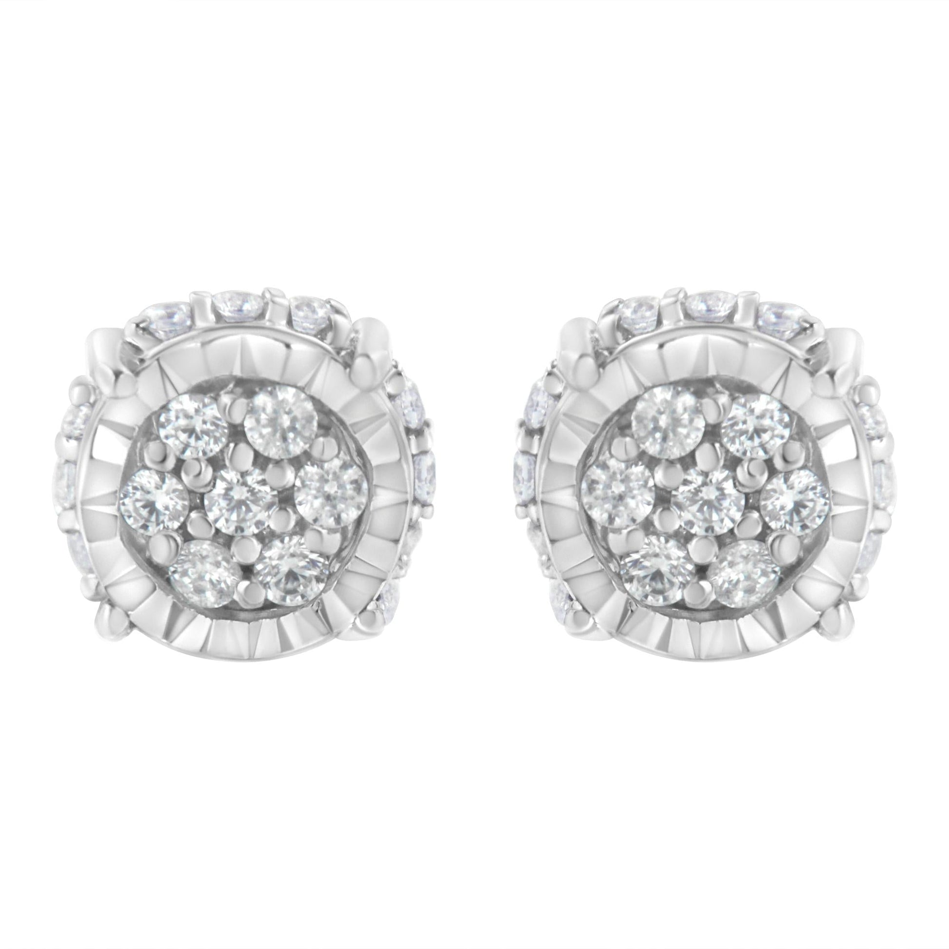 .925 Sterling Silver 1/3 cttw Round-cut Diamond Floral Stud Earring (I-J Clarity, I3 Color)-0