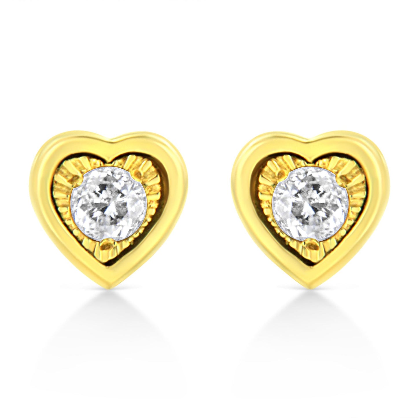 10K Yellow Gold Plated .925 Sterling Silver 1/10 Cttw Miracle-Set Diamond Stud Earrings - Choice of Shapes-1