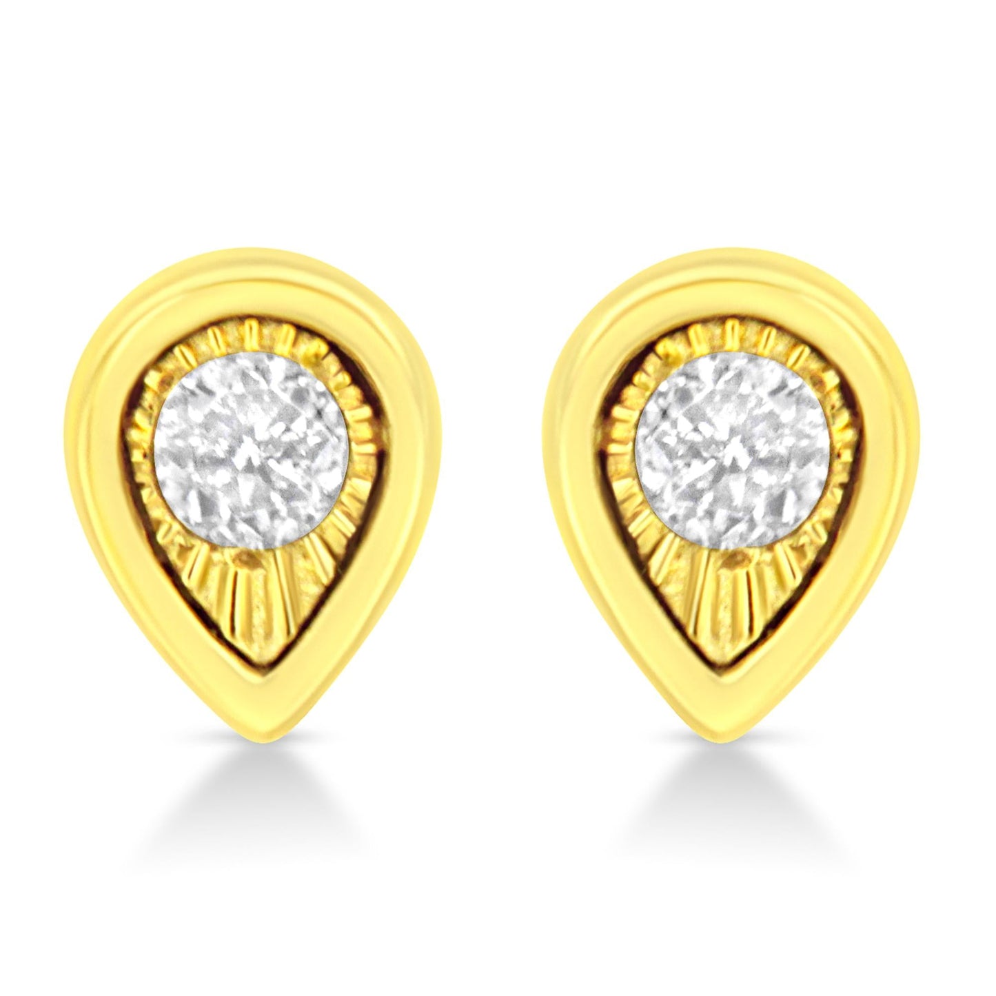10K Yellow Gold Plated .925 Sterling Silver 1/10 Cttw Miracle-Set Diamond Stud Earrings - Choice of Shapes-4
