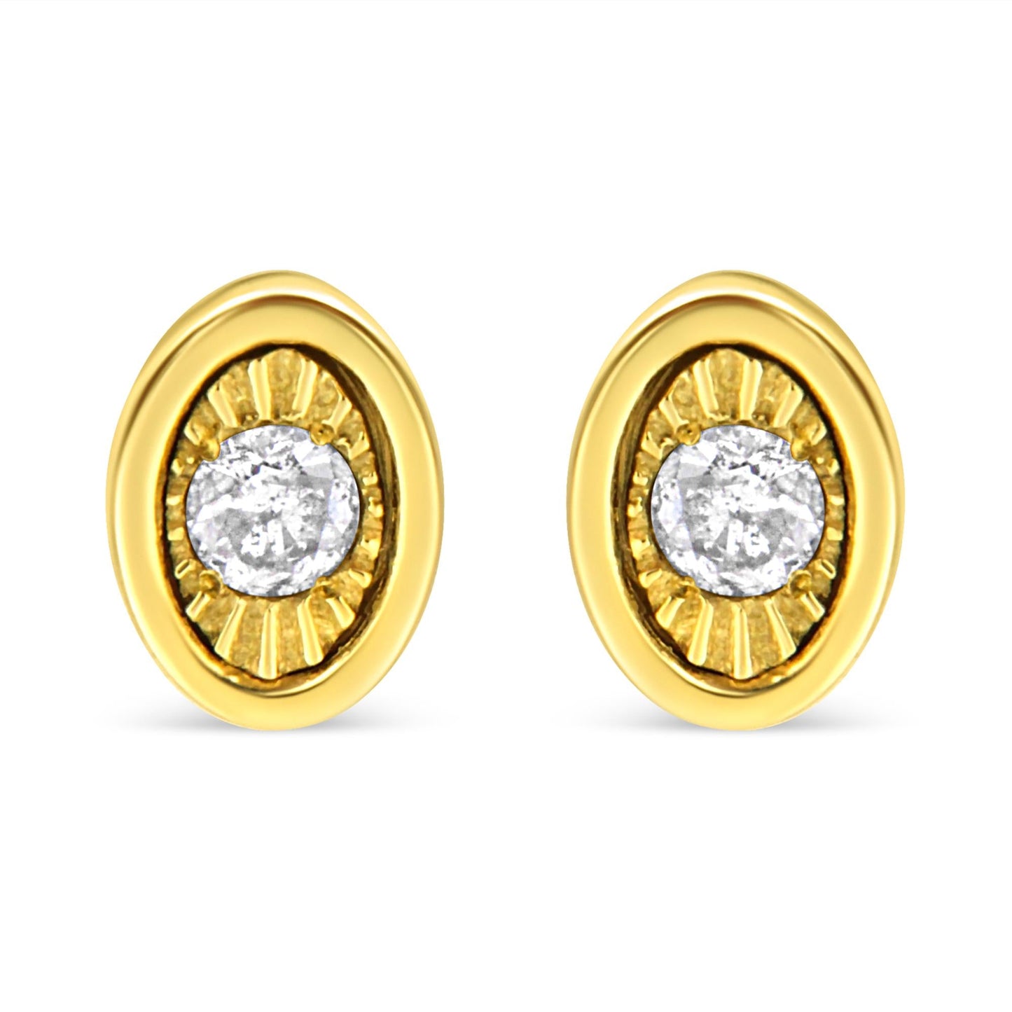 10K Yellow Gold Plated .925 Sterling Silver 1/10 Cttw Miracle-Set Diamond Stud Earrings - Choice of Shapes-2