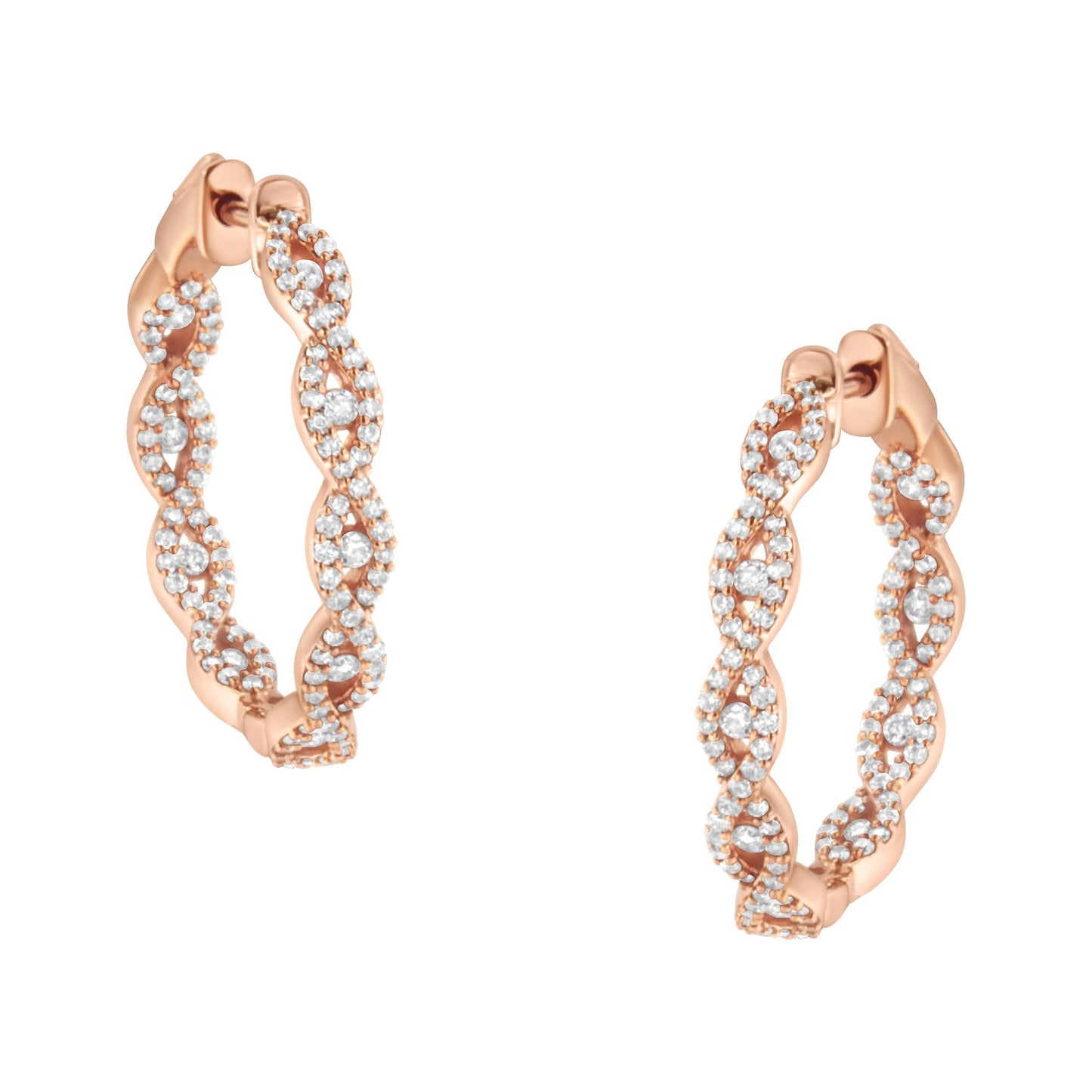 10K Rose Gold Diamond Hoop Earring (1 cttw, H-I Color, I1-I2 Clarity)-0