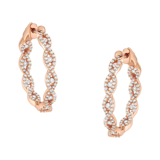10K Rose Gold Diamond Hoop Earring (1 cttw, H-I Color, I1-I2 Clarity)-0