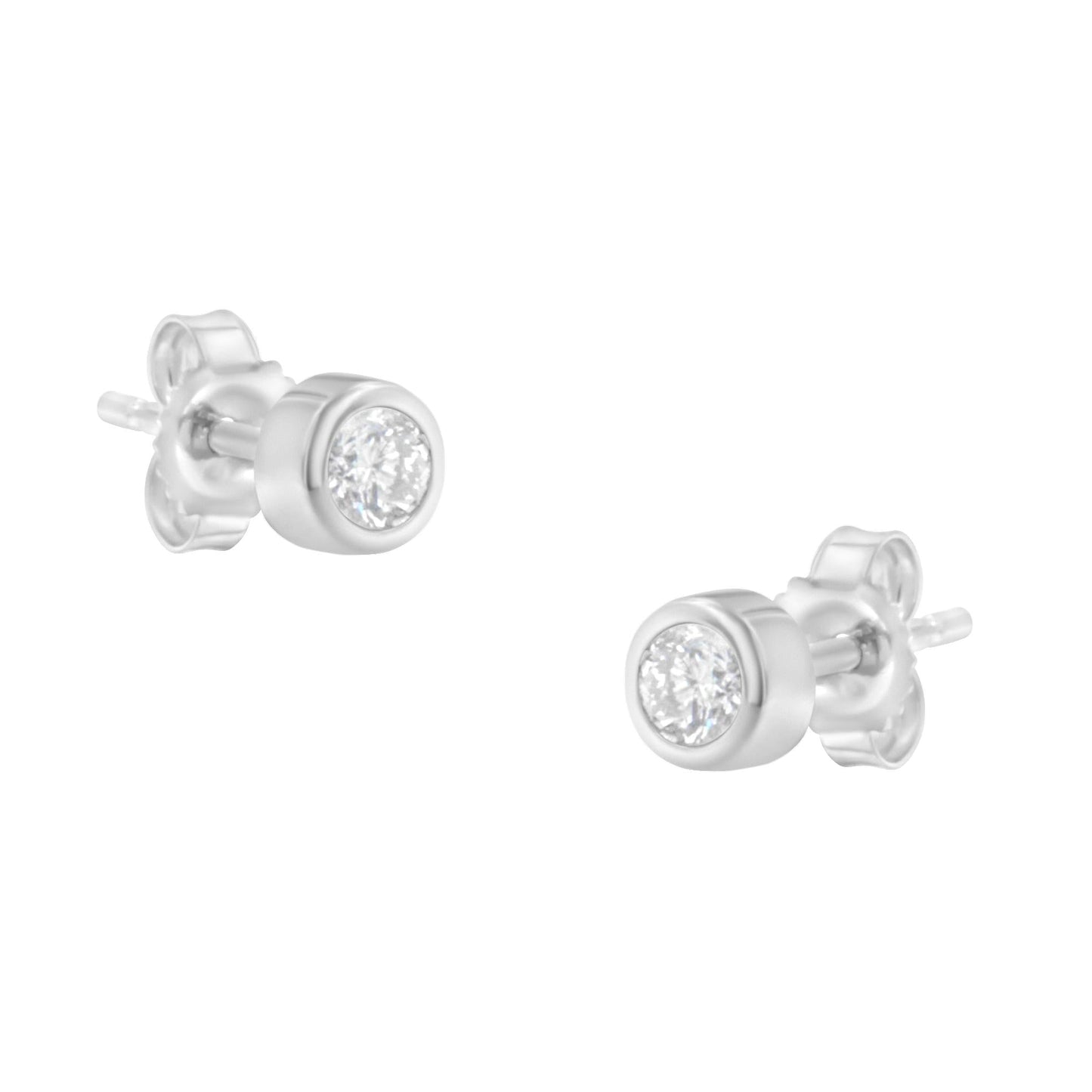 10K Gold 1/5 Cttw Round Brilliant-Cut Near Colorless Diamond Bezel-Set Stud Earrings (H-I Color, I1-I2 Clarity)-1