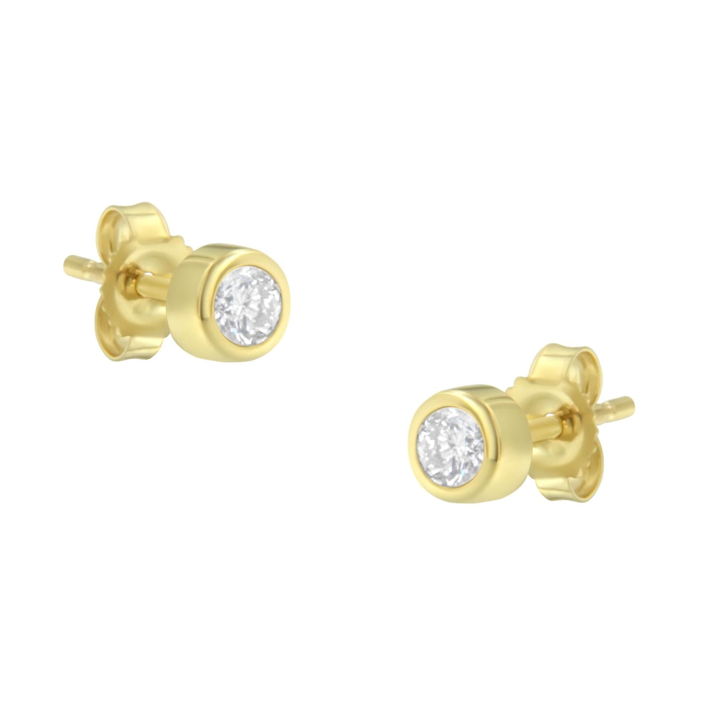 10K Gold 1/5 Cttw Round Brilliant-Cut Near Colorless Diamond Bezel-Set Stud Earrings (H-I Color, I1-I2 Clarity)-0