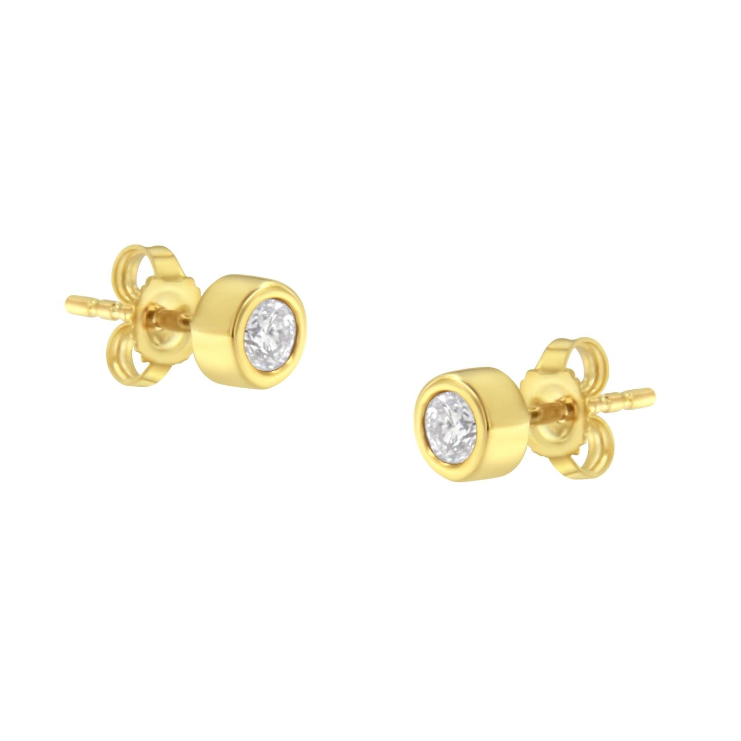 10K Gold 1/4 Cttw Round Brilliant-Cut Near Colorless Diamond Bezel-Set Stud Earrings (H-I Color, I1-I2 Clarity)-0