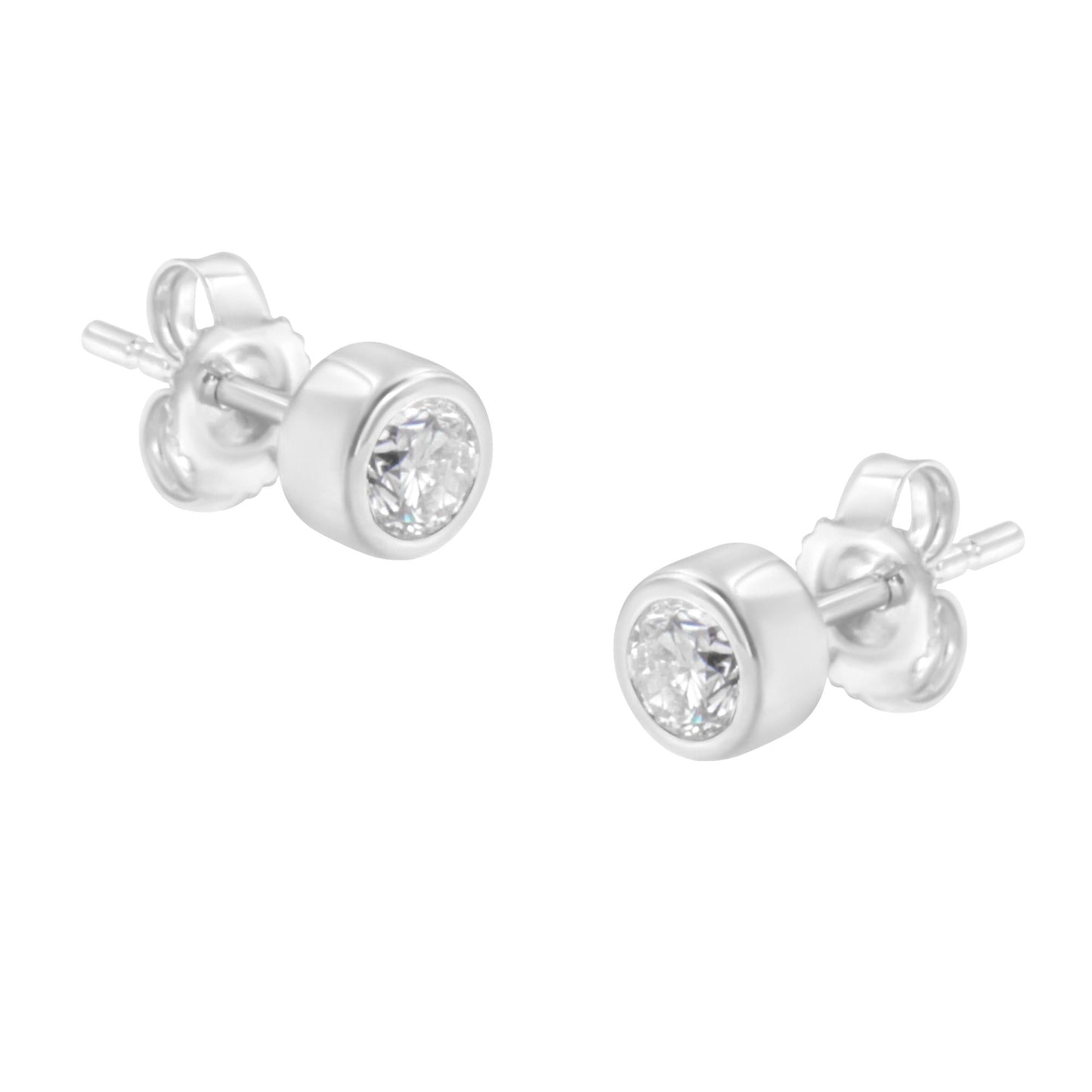 10K Gold 0.30 Cttw Round Brilliant-Cut Near Colorless Diamond Bezel-Set Stud Earrings (H-I Color, I1-I2 Clarity)-1