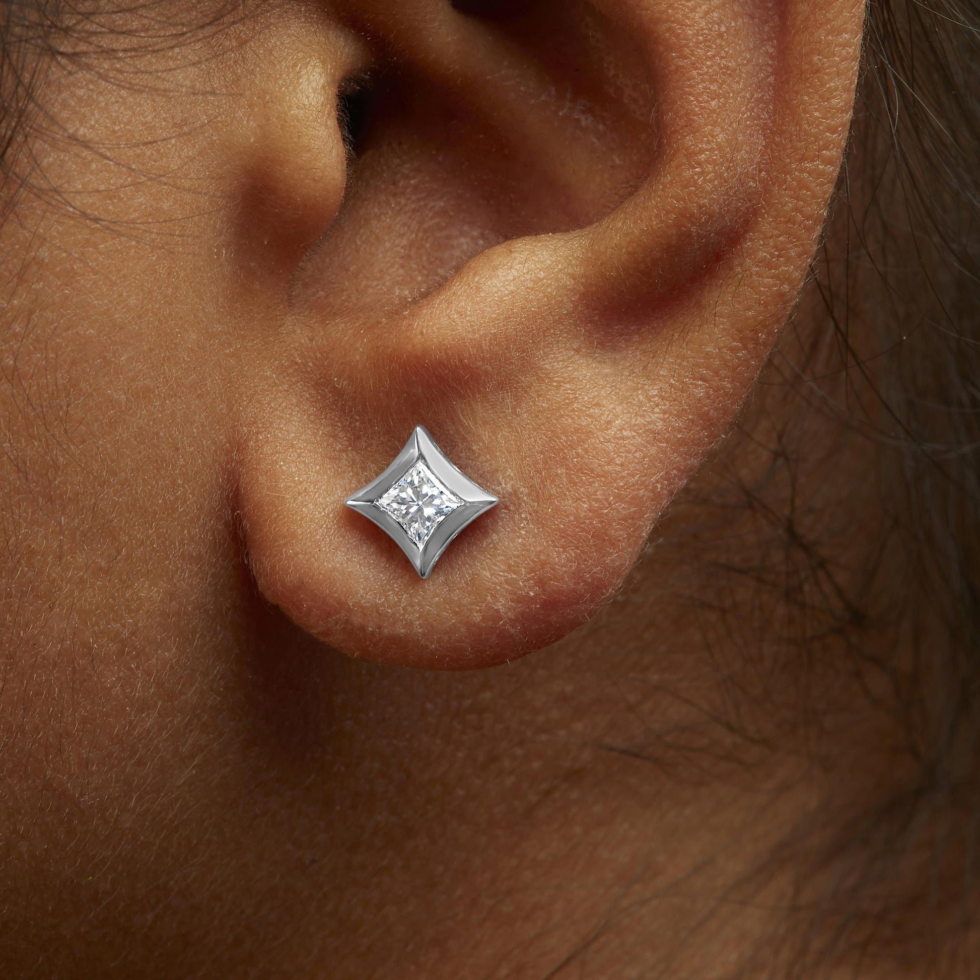 10K White Gold 1/2 Cttw Invisible Set Princess-Cut Diamond Stud Earrings (H-I Color, SI2-I1 Clarity)-2
