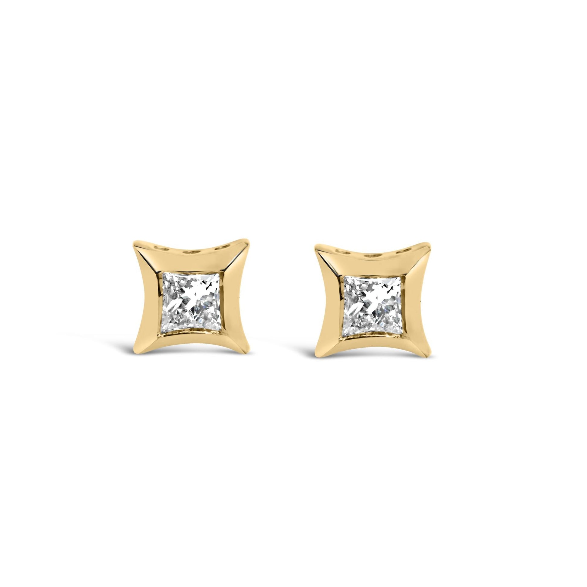 10K White Gold 1/5 Cttw Invisible Set Princess-Cut Diamond Stud Earrings (H-I Color, SI2-I1 Clarity)-0