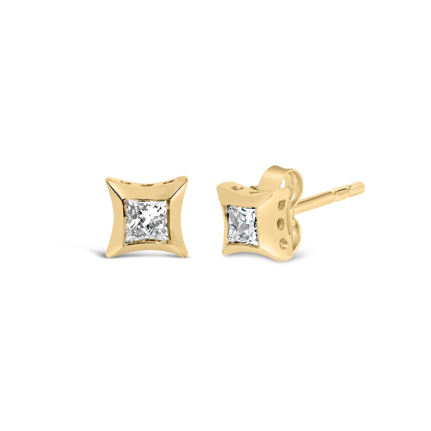 10K White Gold 1/5 Cttw Invisible Set Princess-Cut Diamond Stud Earrings (H-I Color, SI2-I1 Clarity)-2