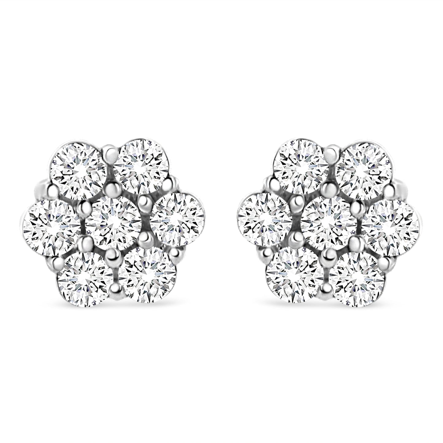 14K White Gold 1/2 cttw Round-Cut Diamond Floral Stud Earrings (I-J Color, SI2-I1 Clarity)