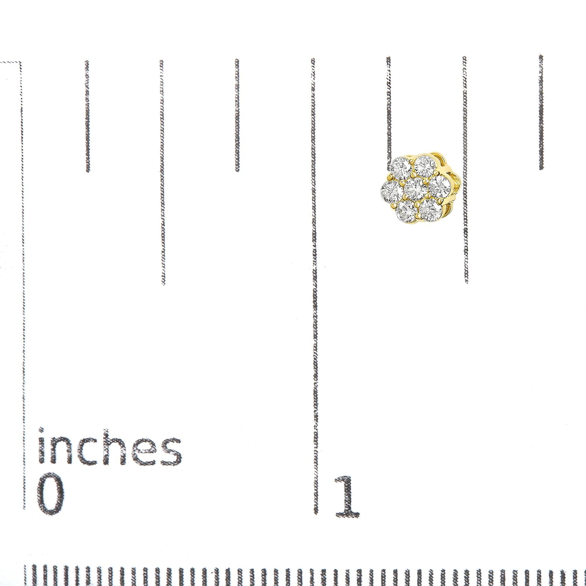 14K White Gold 7 Stone Floral Cluster Round Brilliant Cut Diamond Stud Earrings with Screw Backs(I-J, SI2-I1)-4