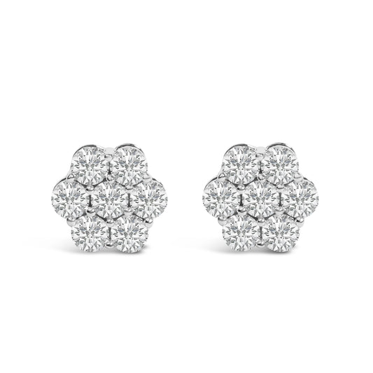 14KT White Gold 1 cttw Diamond Composite Stud Earrings (I-J, SI2-I1)