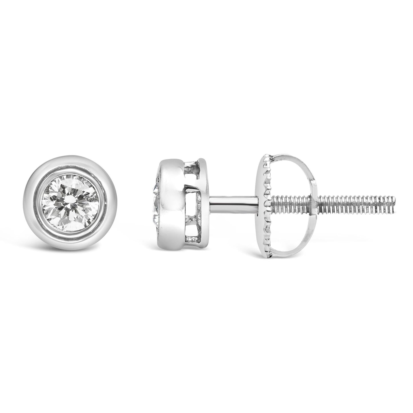 .925 Sterling  Silver 1/5 Cttw Lab-Grown Round Brilliant-Cut Diamond Modern Bezel-Set Stud Earring (F-G Color, VS2-SI1 Clarity)